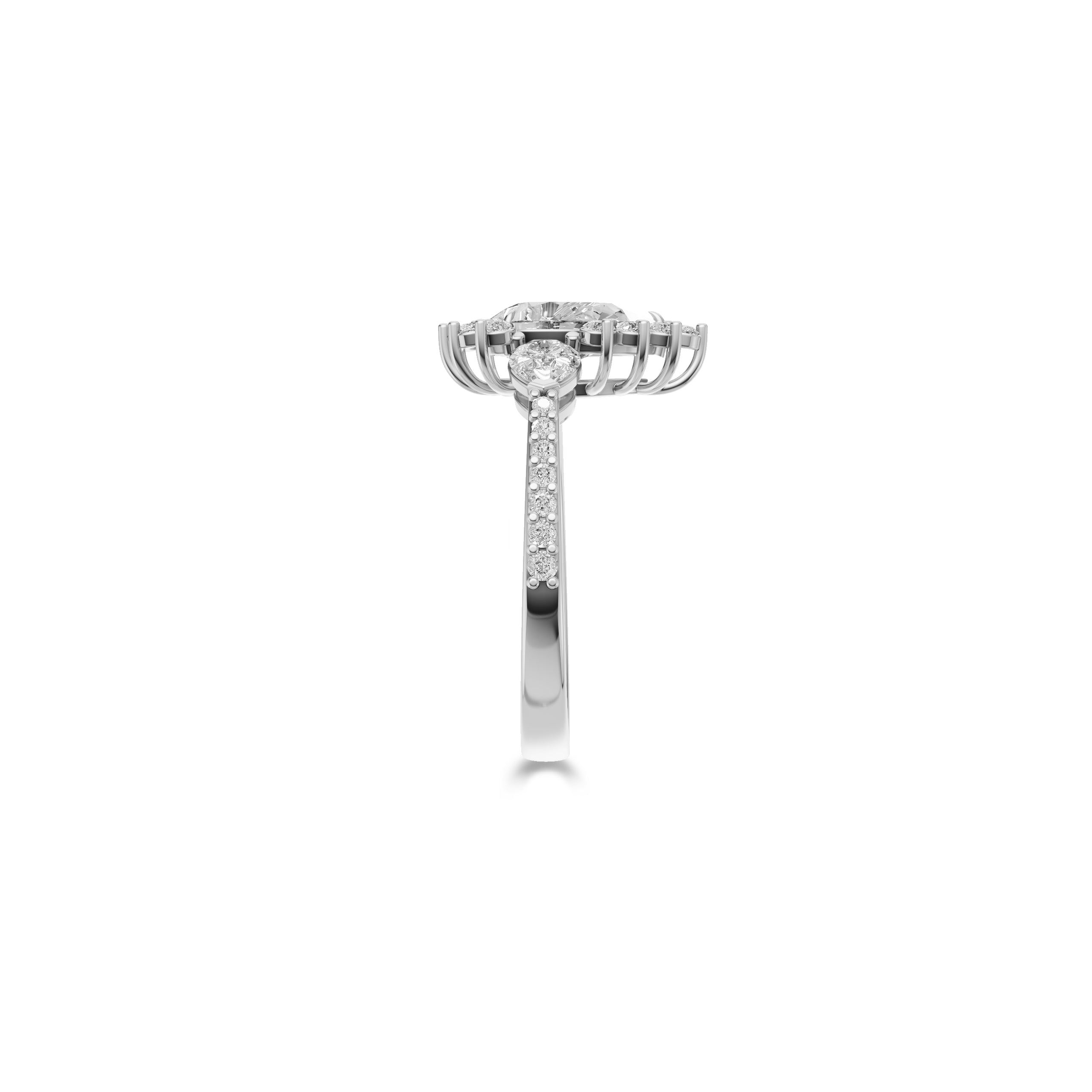 Verlobungsring mit drei birnenförmigen Diamanten