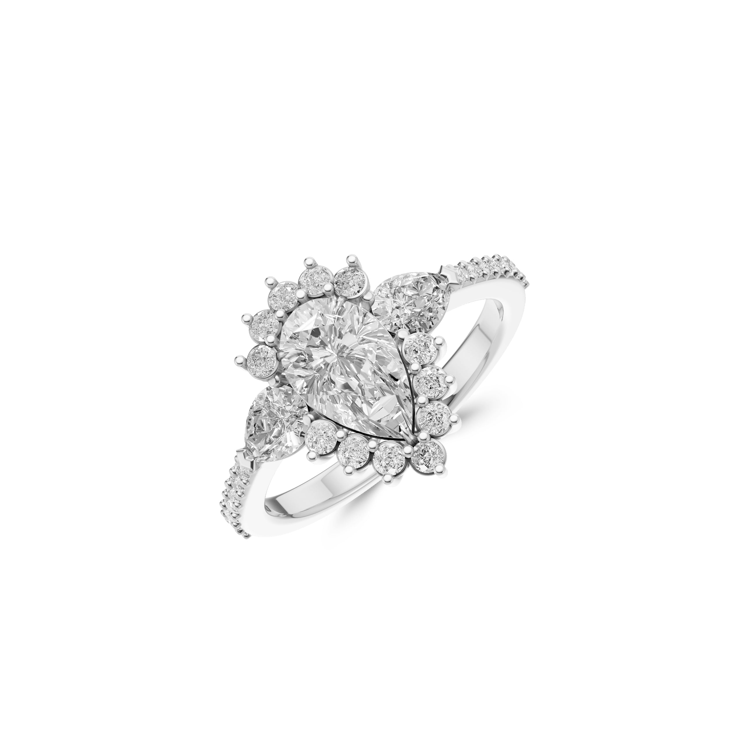 Verlobungsring mit drei birnenförmigen Diamanten