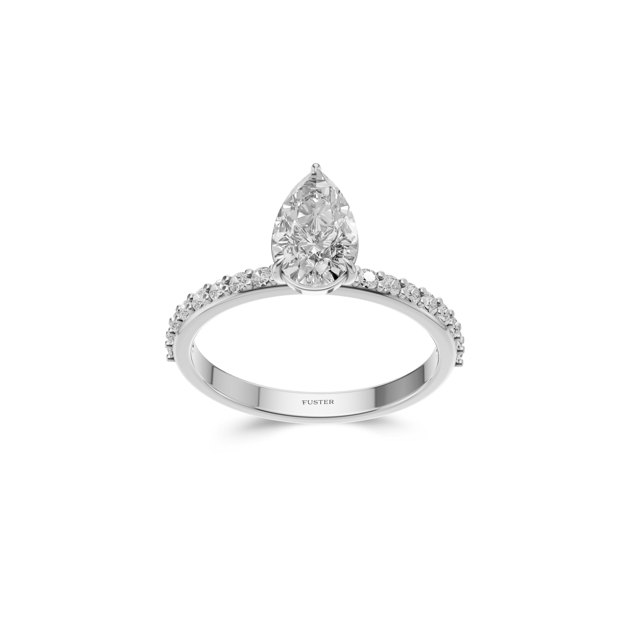 Bague de fiançailles en diamant en forme de poire avec flamme