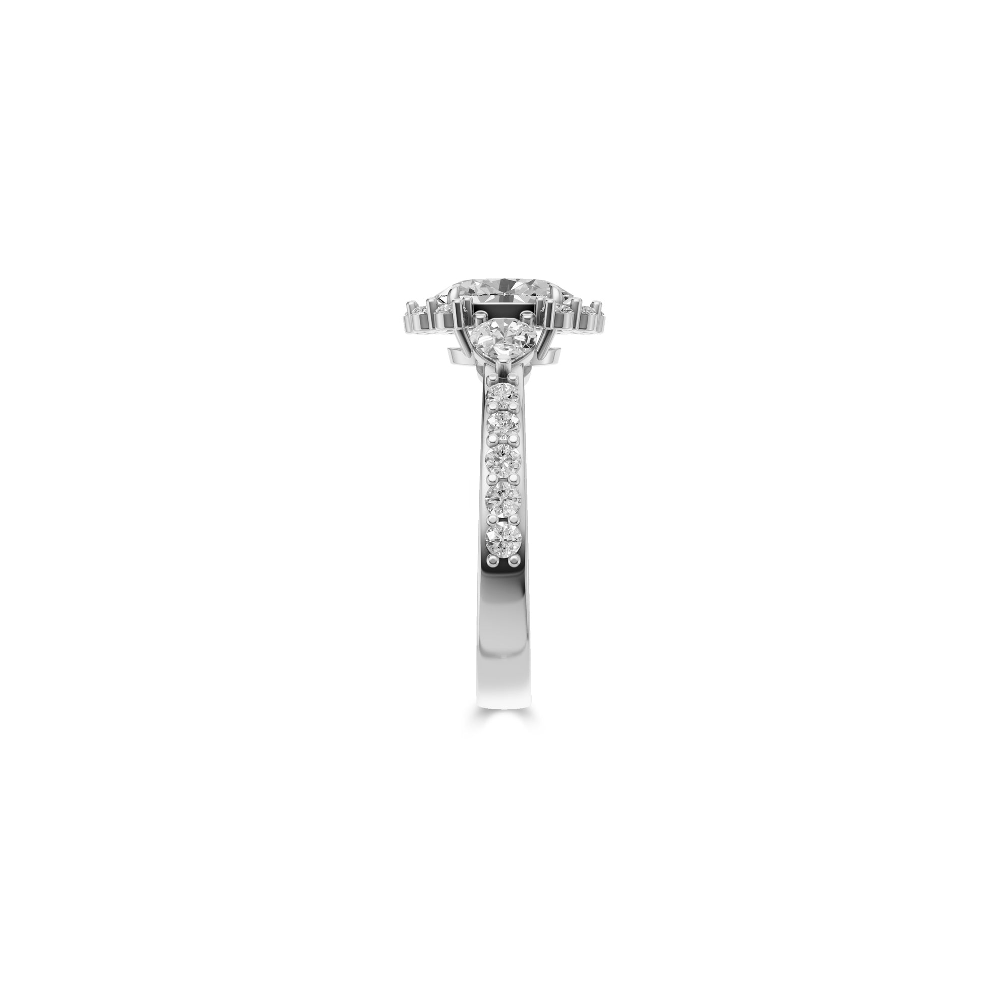 Bague de fiançailles Icon avec diamant ovale et taille poire sur deux côtés