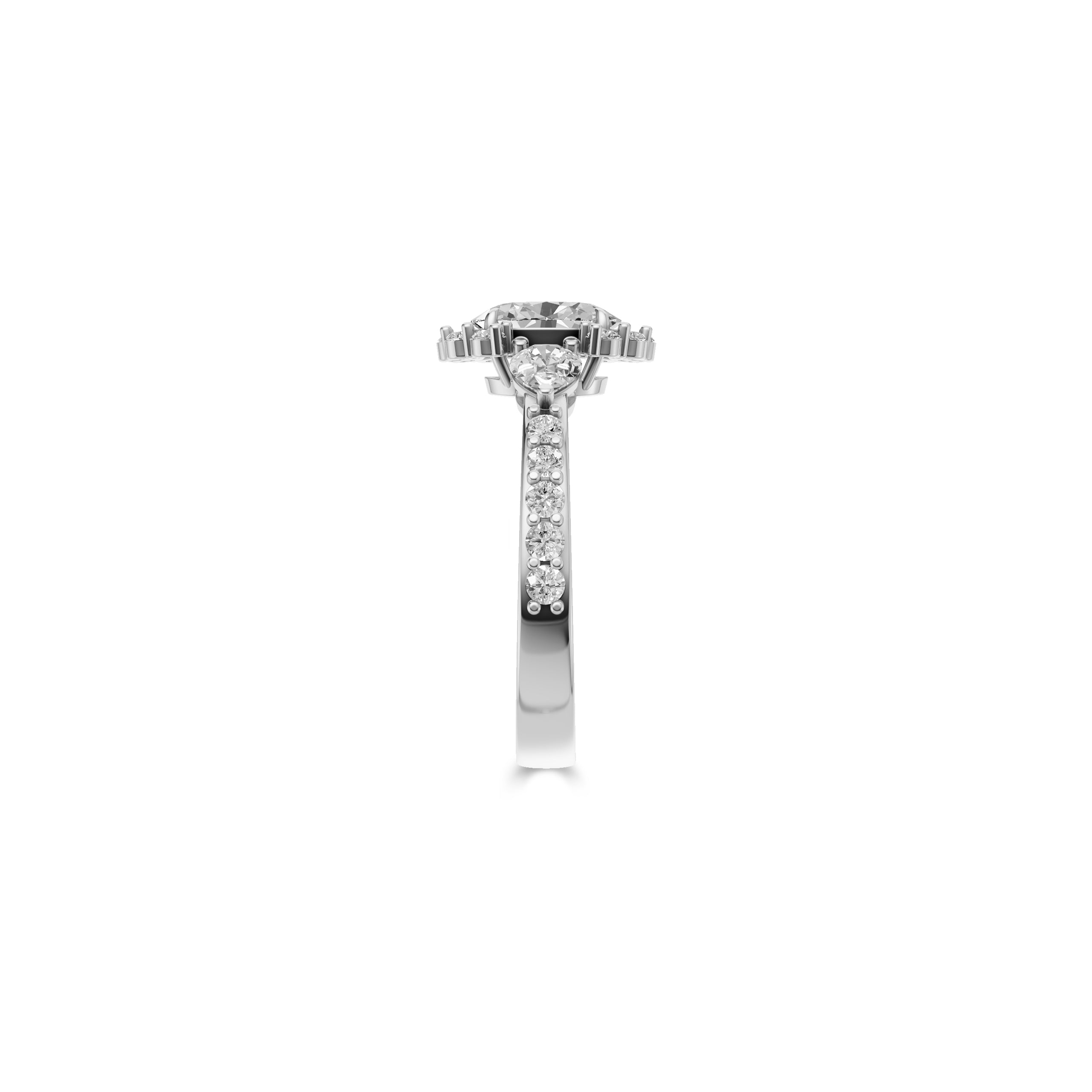 Bague de fiançailles Icon avec diamant ovale et taille poire sur deux côtés
