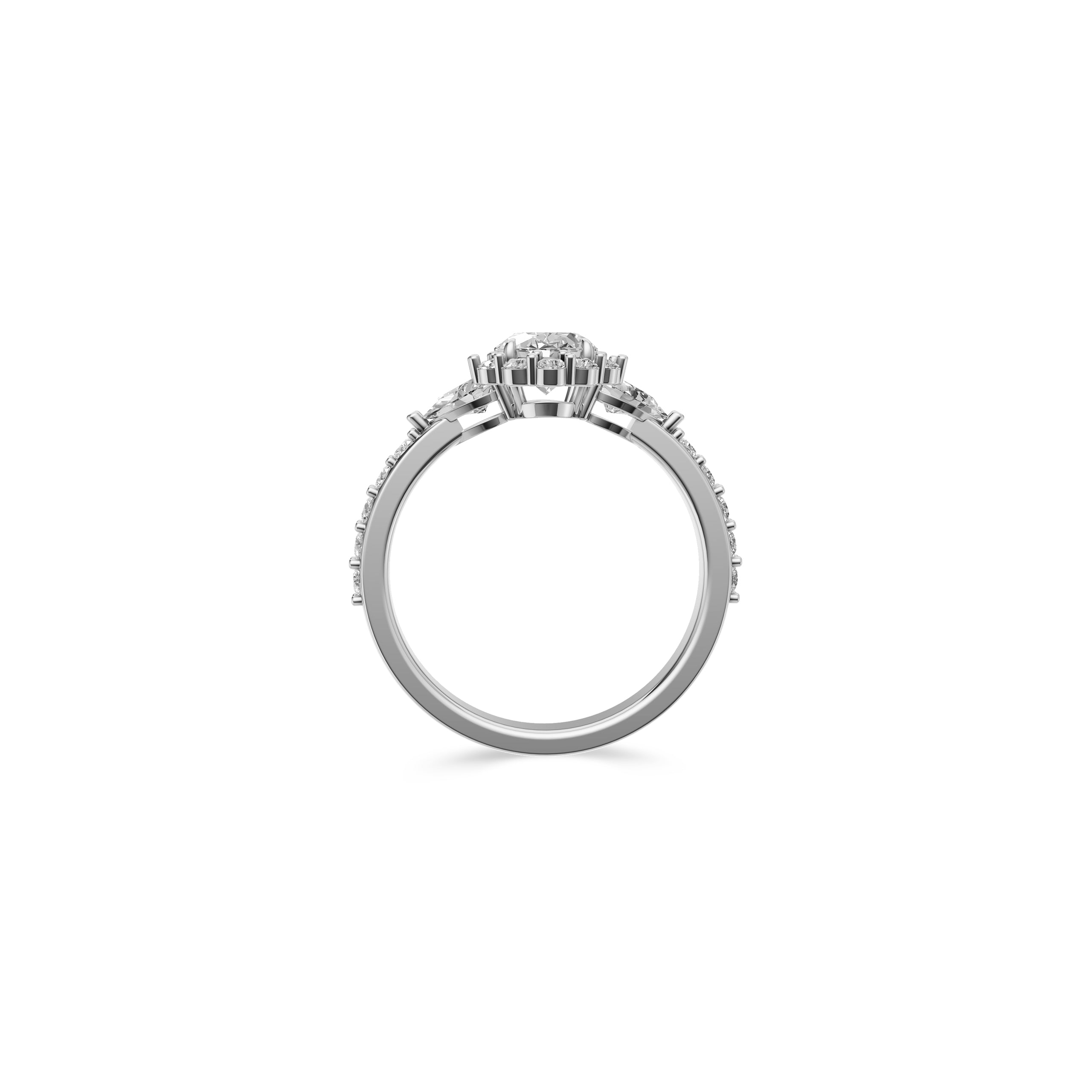 Bague de fiançailles Icon avec diamant ovale et taille poire sur deux côtés