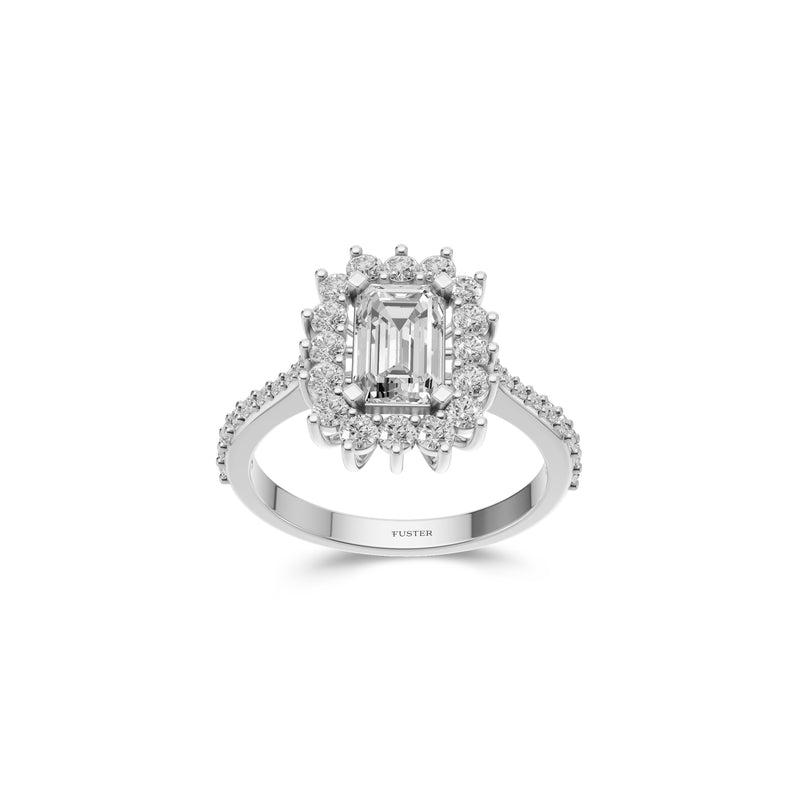 Bague de fiançailles en diamant en forme d'émeraude Icon