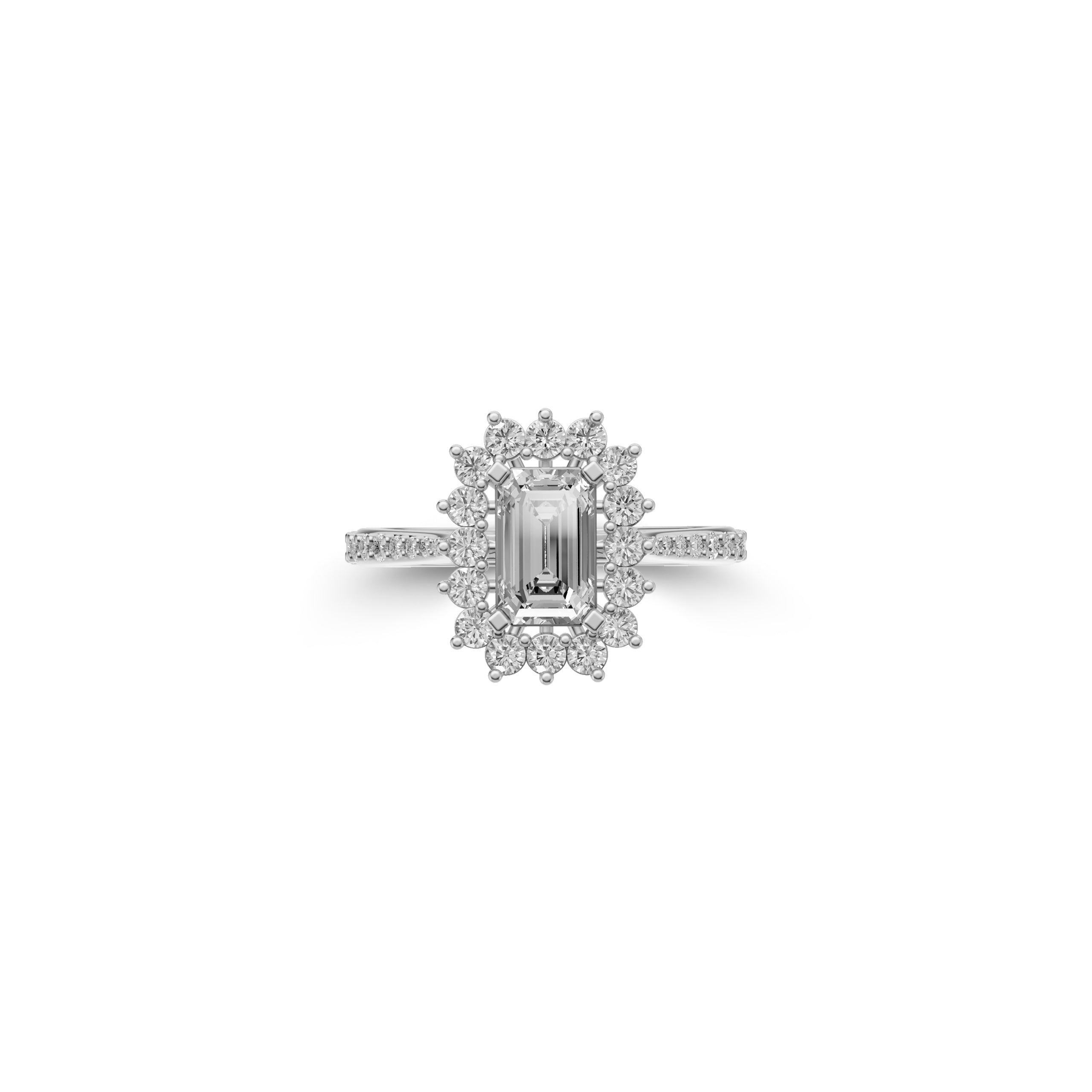 Bague de fiançailles en diamant en forme d'émeraude Icon