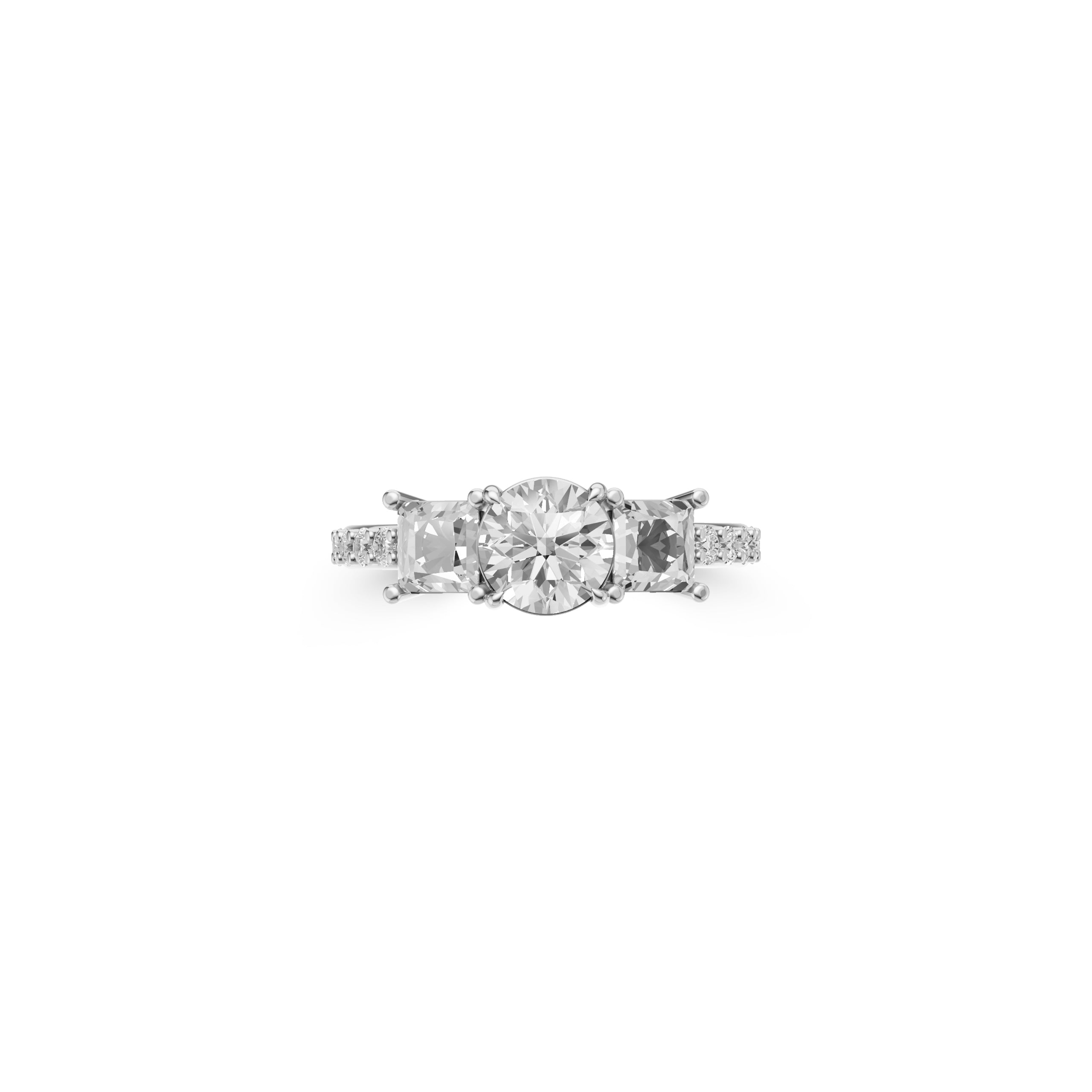Bague de fiançailles en diamant princesse taille ronde avec deux côtés