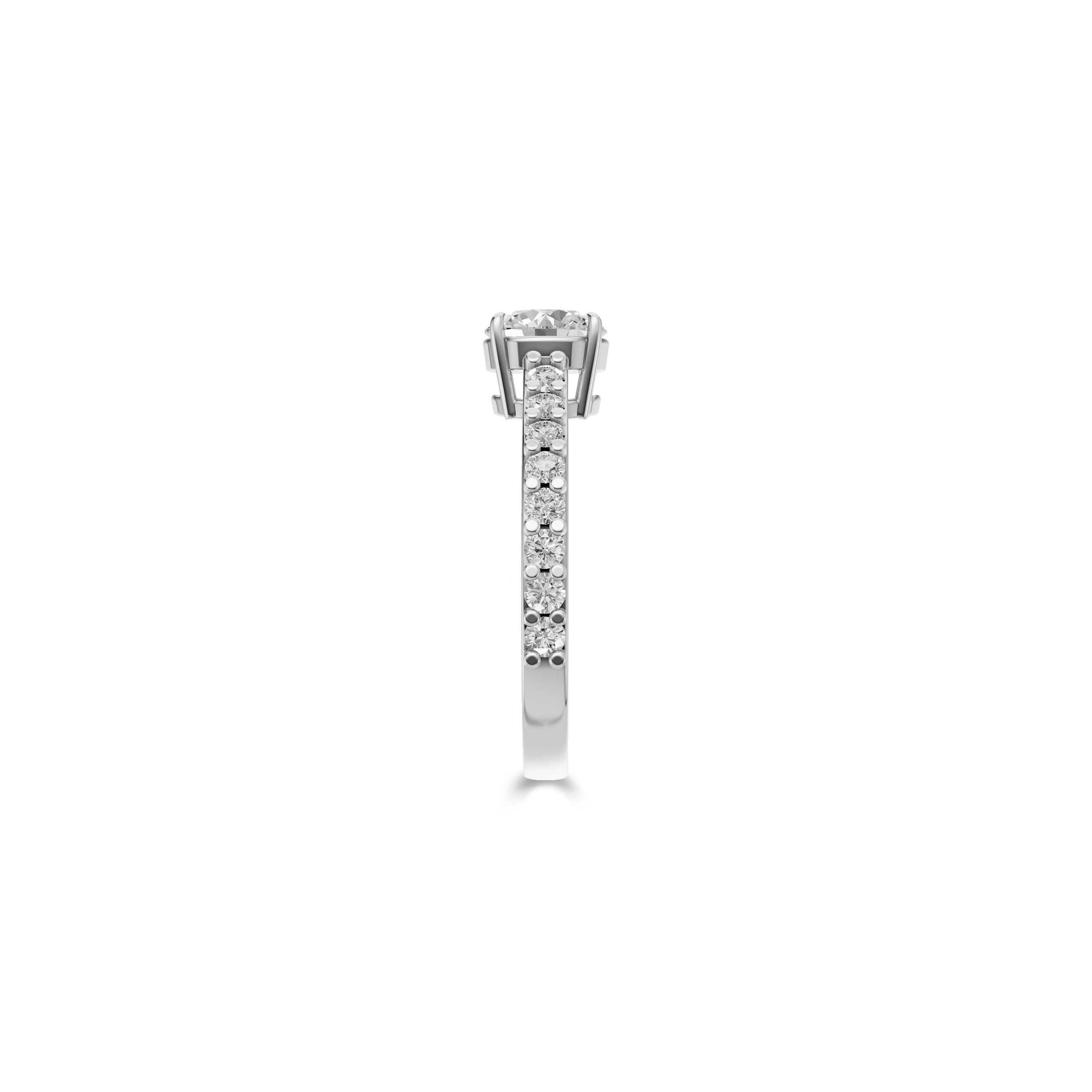 Bague de fiançailles en diamant taille ronde avec flamme