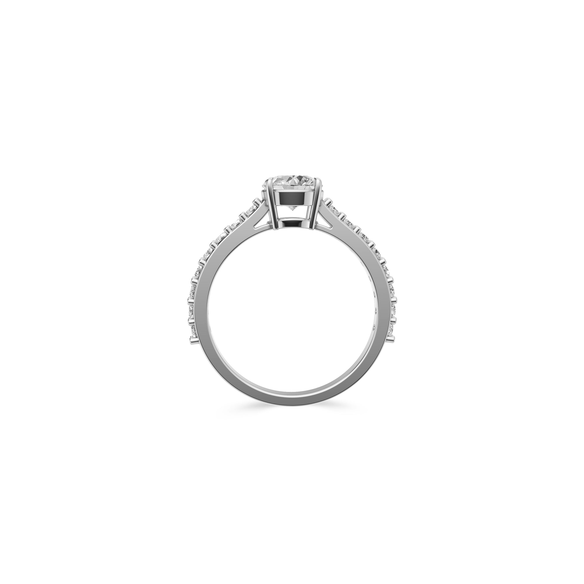 Bague de fiançailles en diamant taille ronde avec flamme