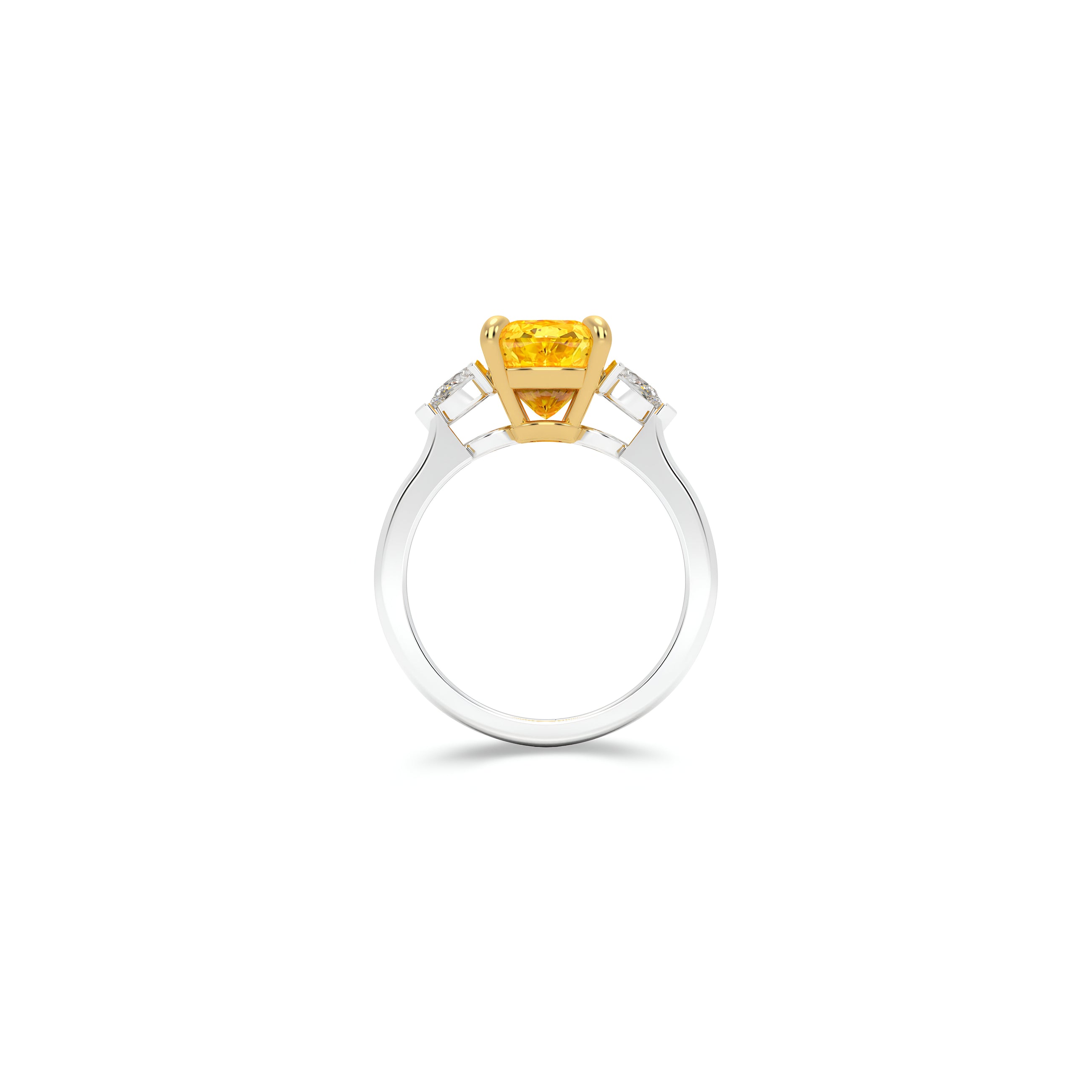 Bague de fiançailles Promise taille coussin jaune et diamant