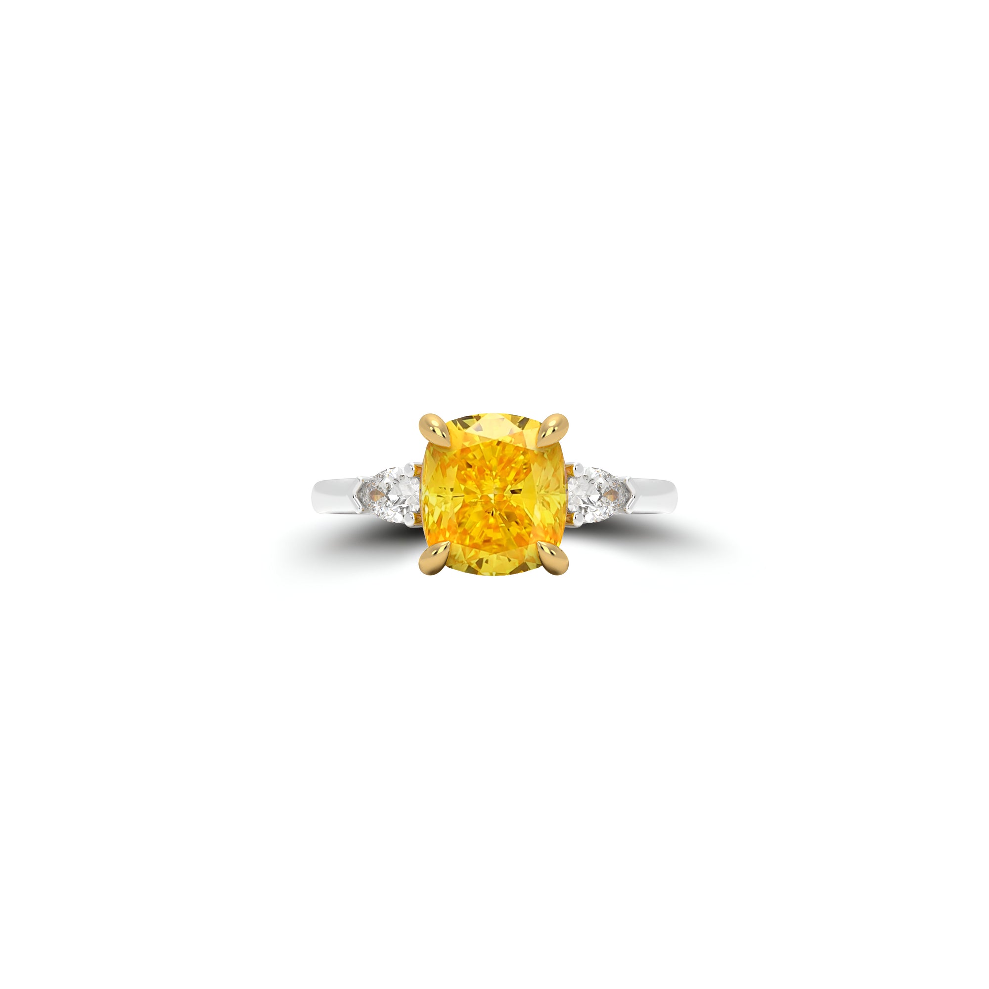 Bague de fiançailles Promise taille coussin jaune et diamant