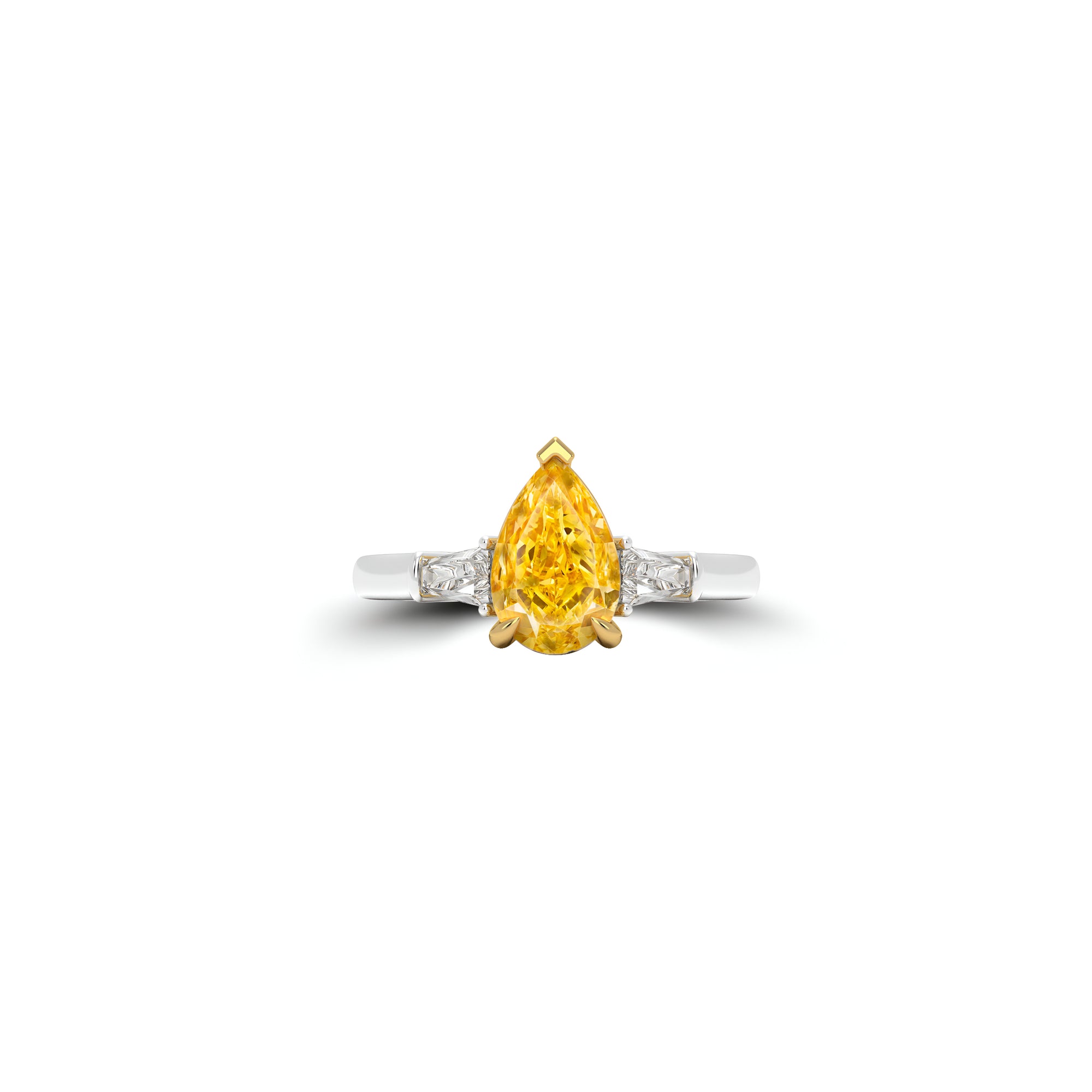 Bague de fiançailles Promise en diamant jaune en forme de poire
