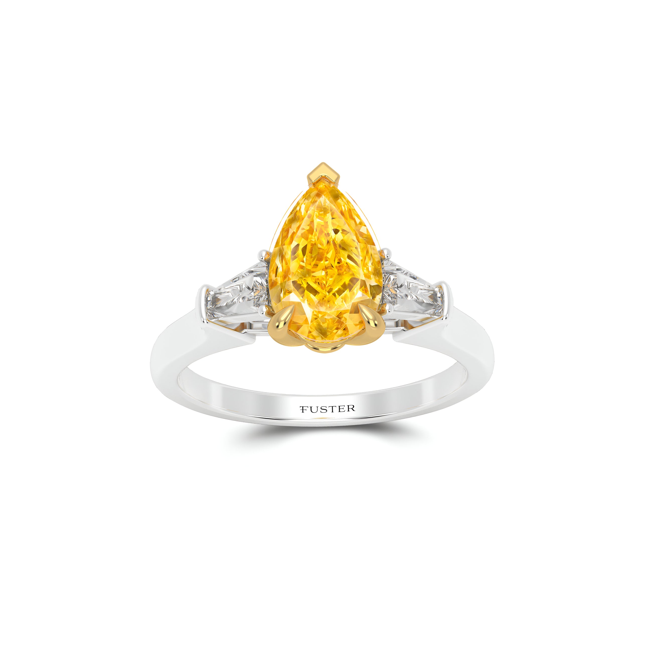 Bague de fiançailles Promise en diamant jaune en forme de poire