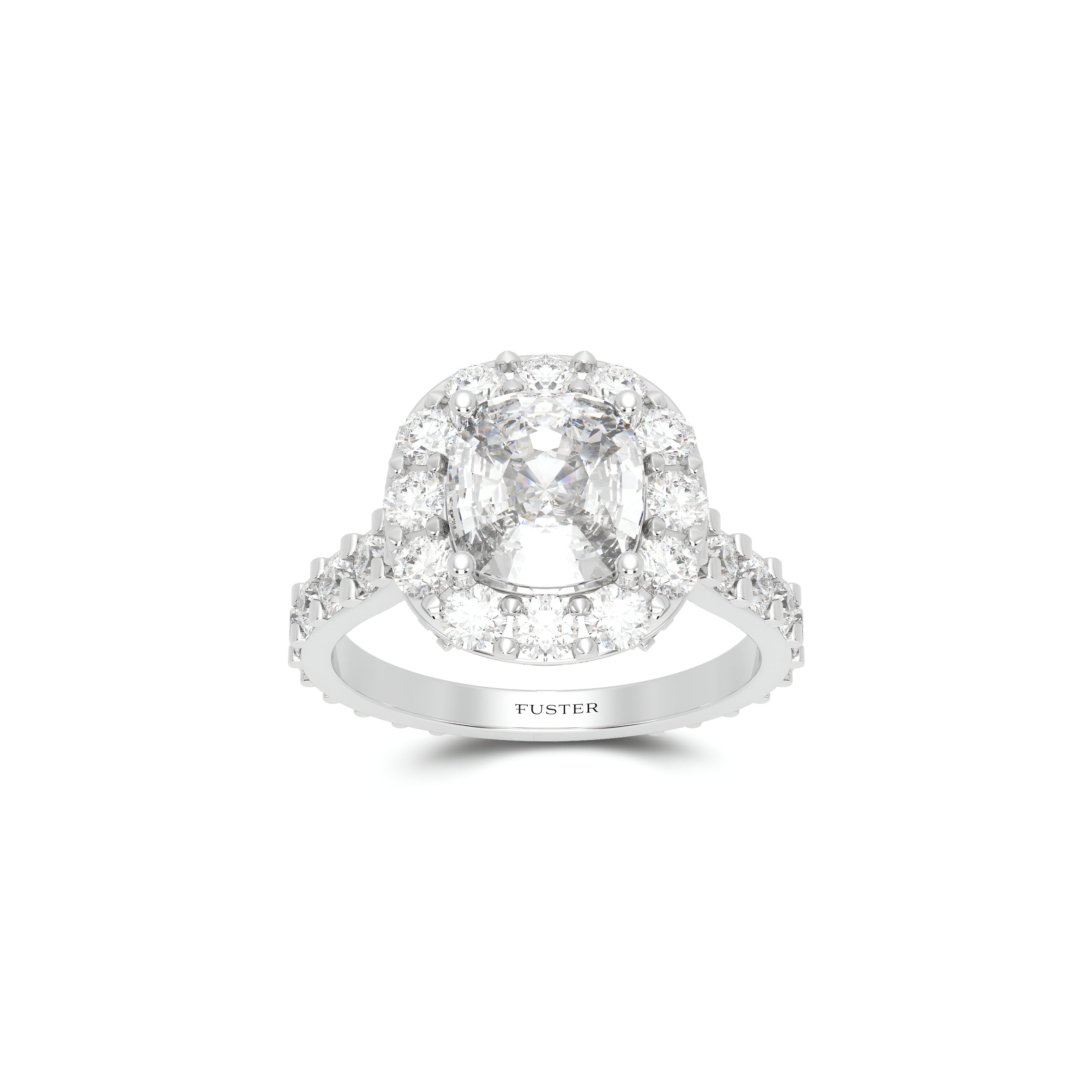 Bague de fiançailles en diamant taille coussin Icon