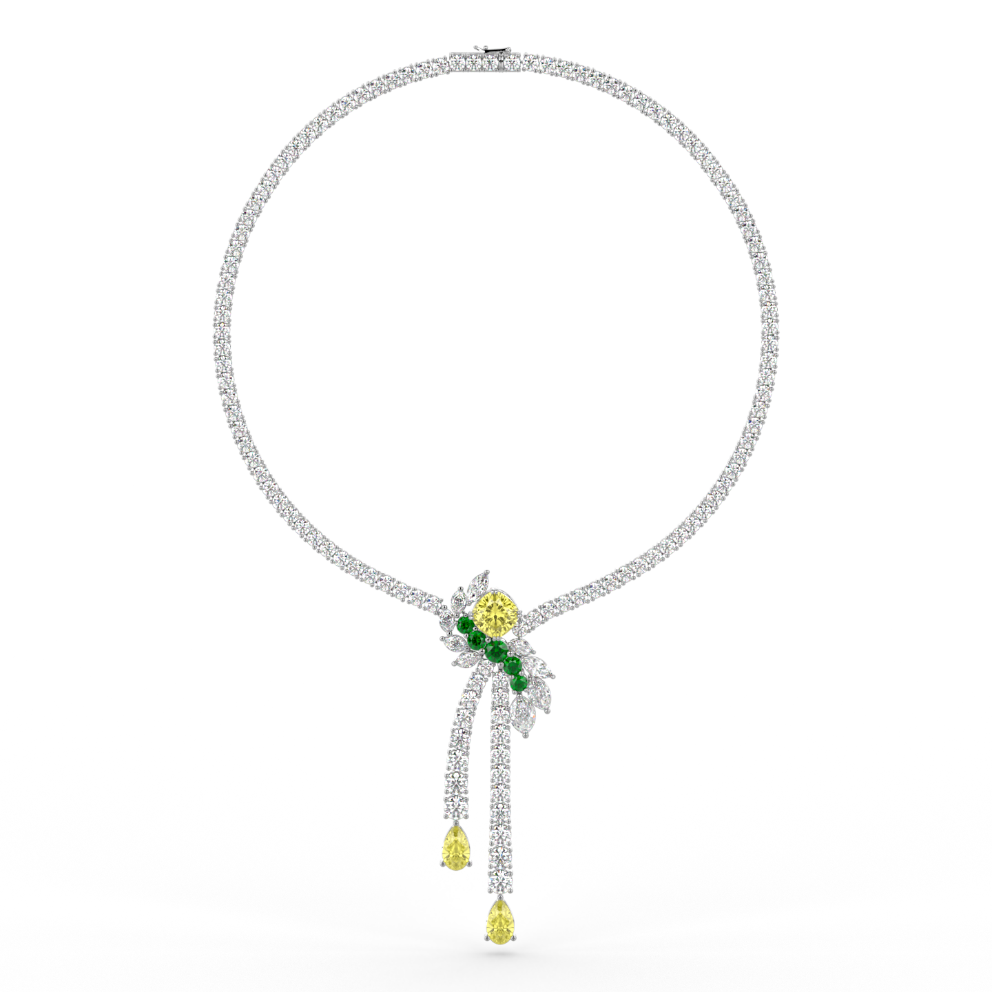Collier de haute joaillerie en diamants jaunes et diamants Brilliant Glow