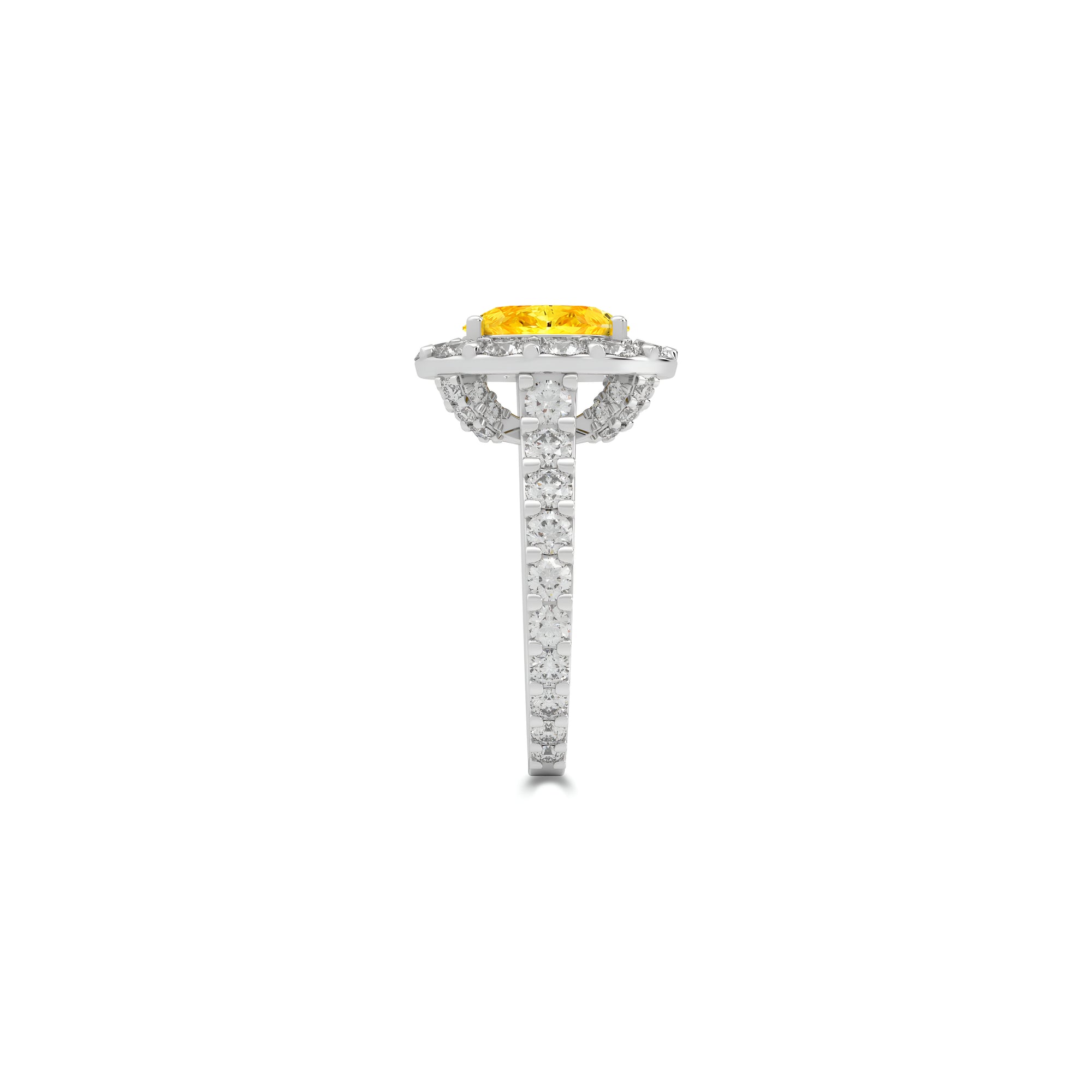 Bague de fiançailles Icon ovale en diamant jaune et blanc