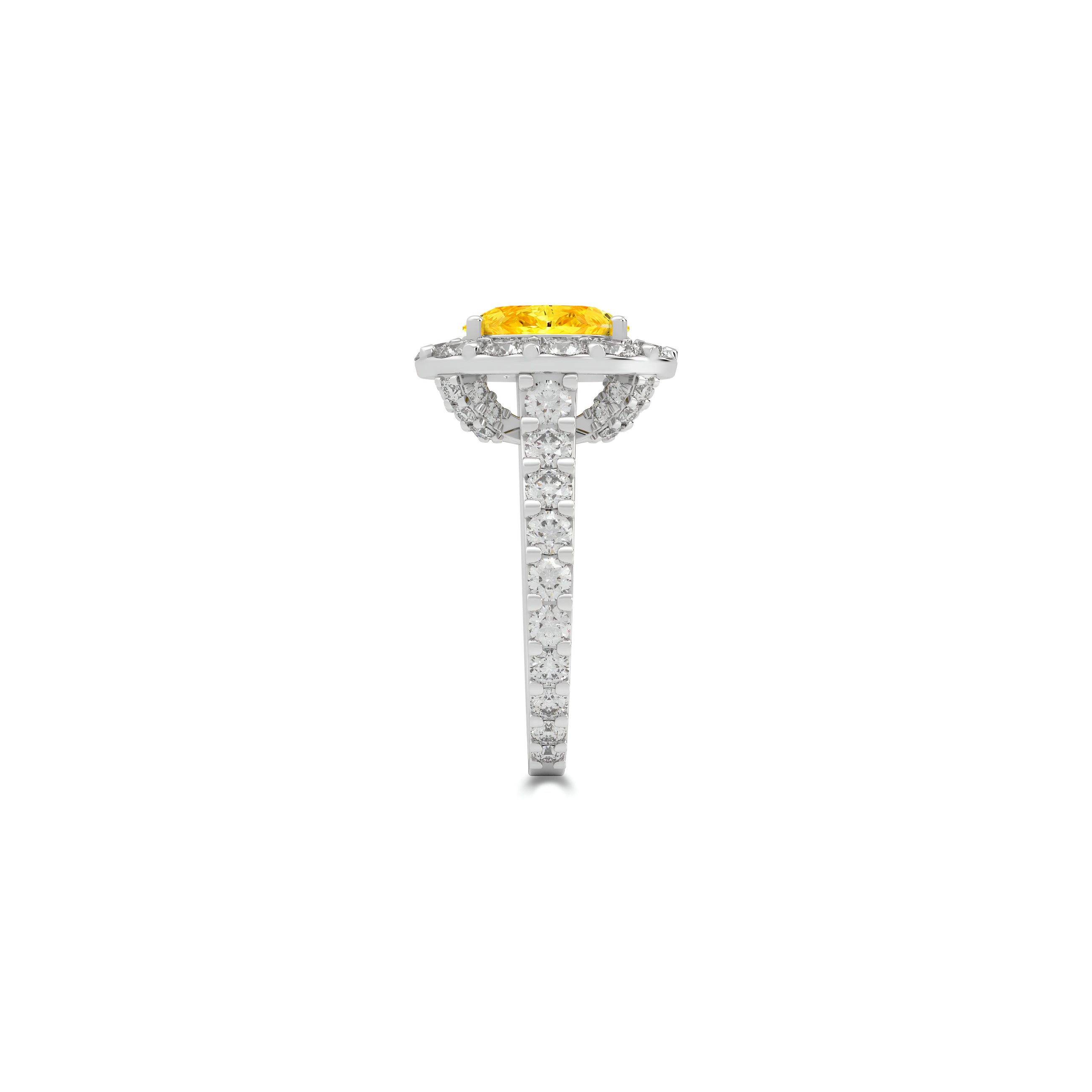 Bague de fiançailles Icon ovale en diamant jaune et blanc