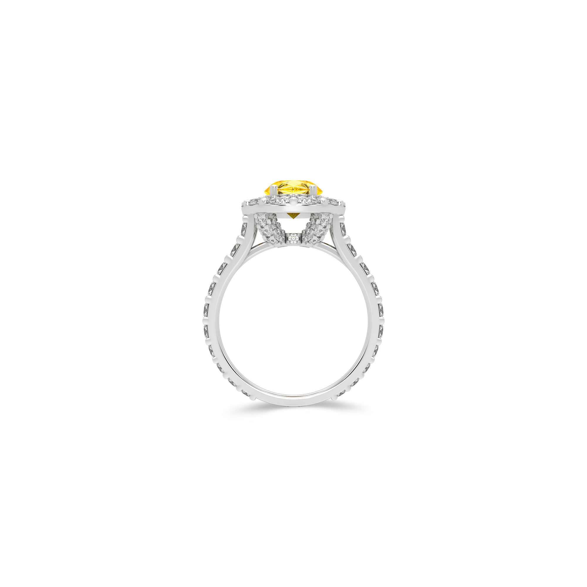 Bague de fiançailles Icon ovale en diamant jaune et blanc