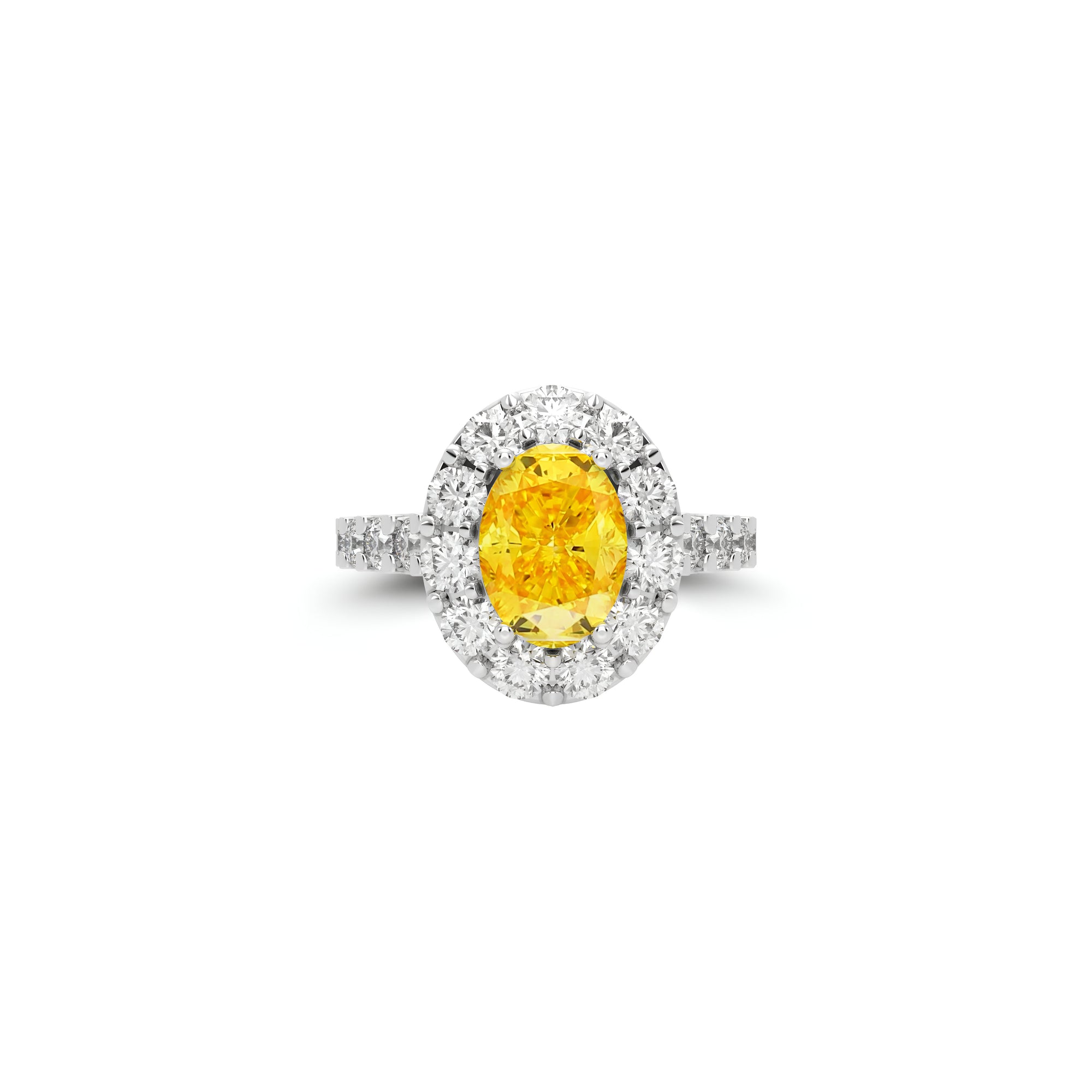Bague de fiançailles Icon ovale en diamant jaune et blanc