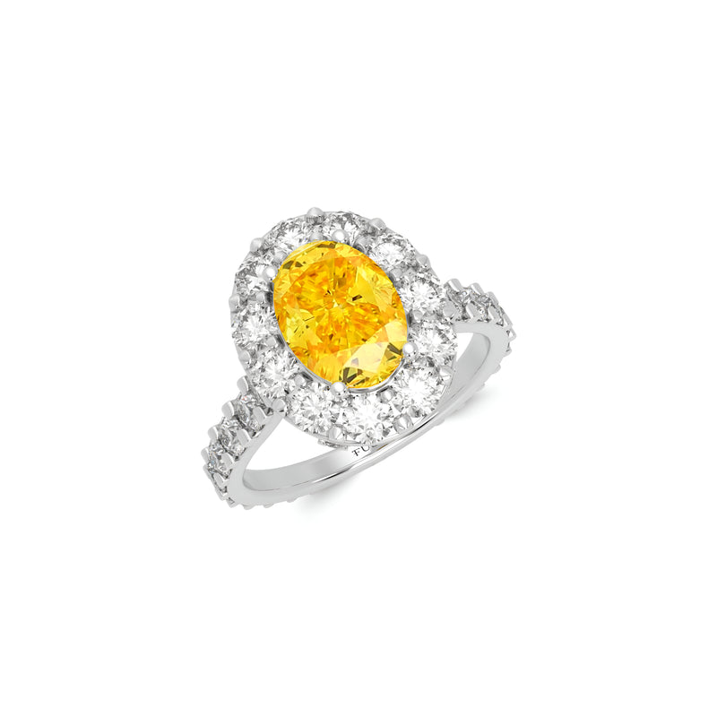 Ovaler Verlobungsring mit gelbem und weißem Diamanten von Icon