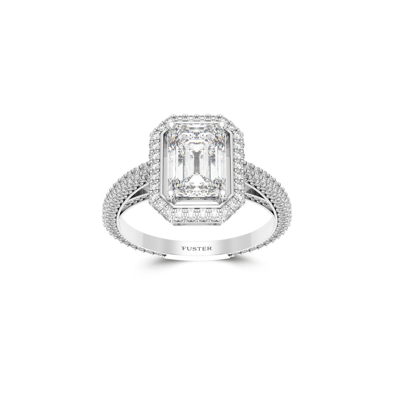 Bague de fiançailles Constellation avec diamant taille émeraude