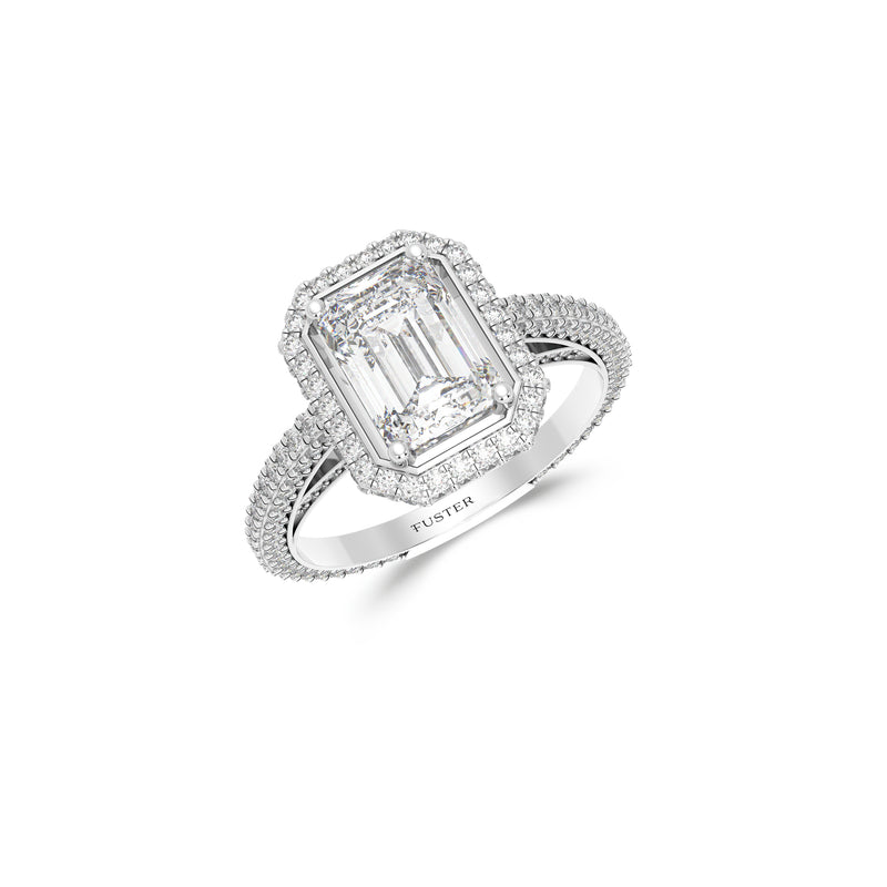 Bague de fiançailles Constellation avec diamant taille émeraude
