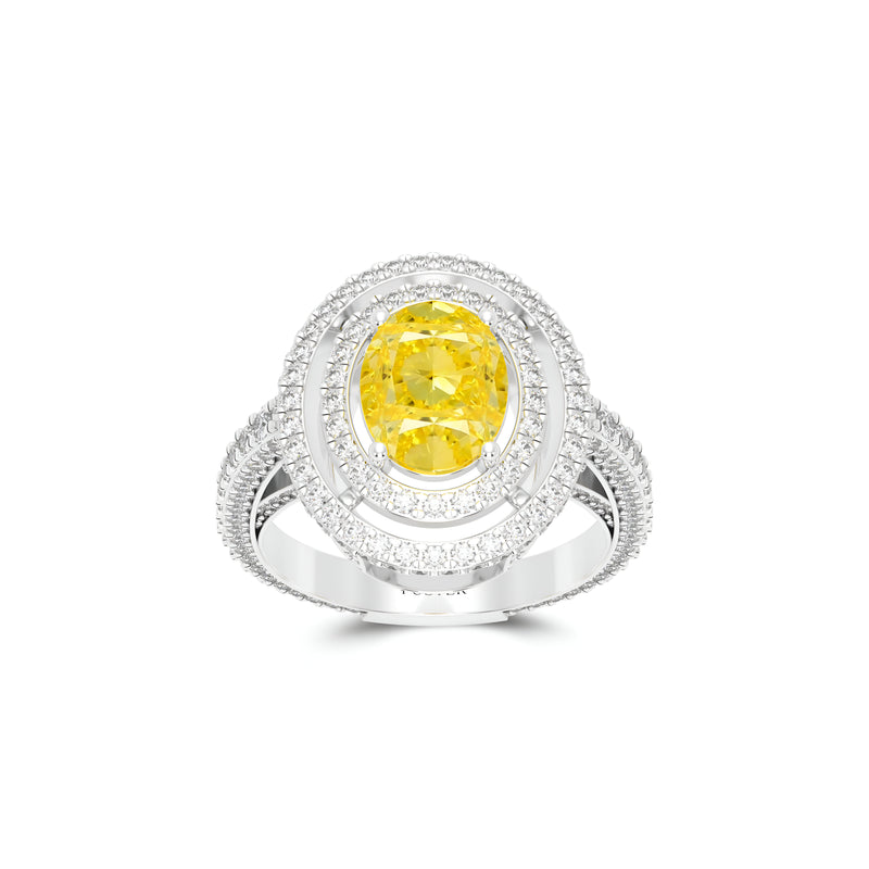 Bague de fiançailles avec diamant jaune ovale Twin Constellation