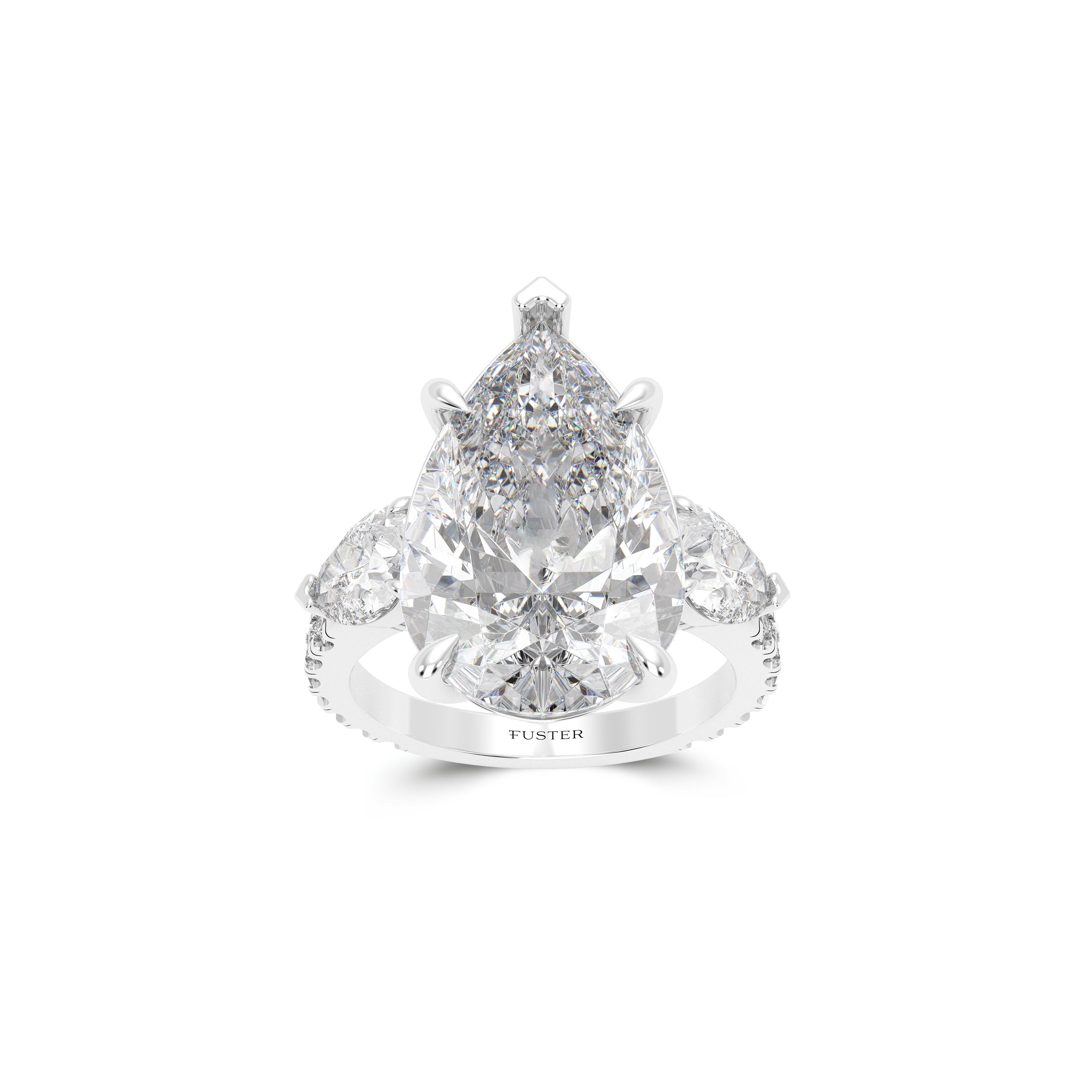 Bague majestueuse en diamant en forme de poire