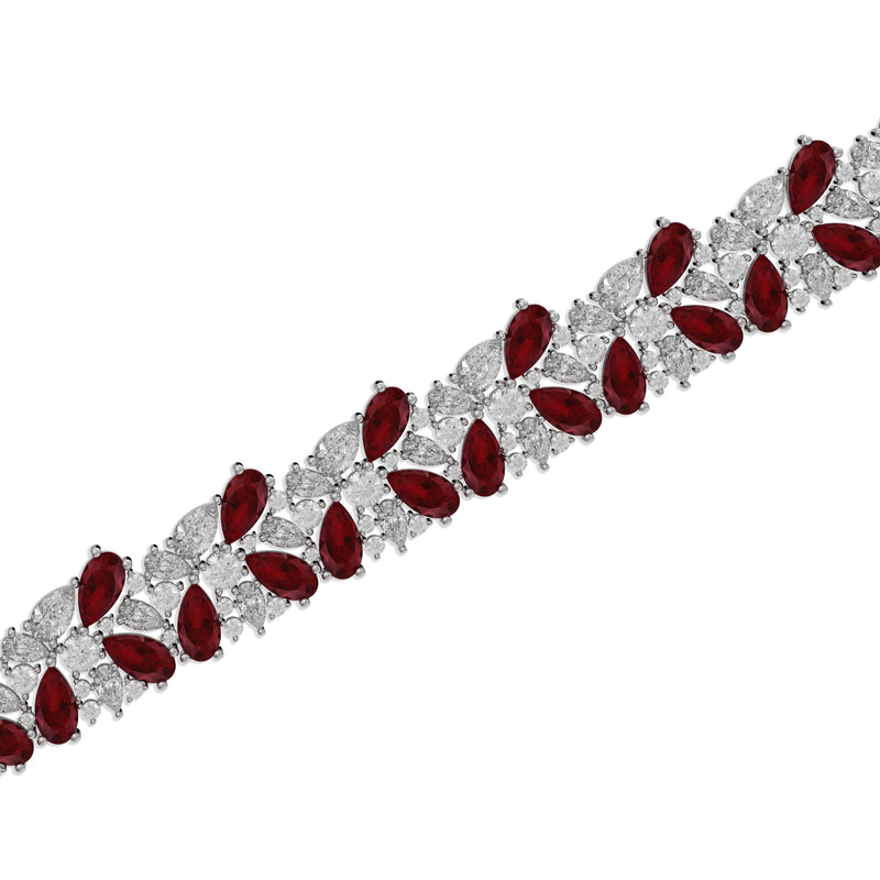 Bracelet Haute Joaillerie Rubis Poire et Diamant