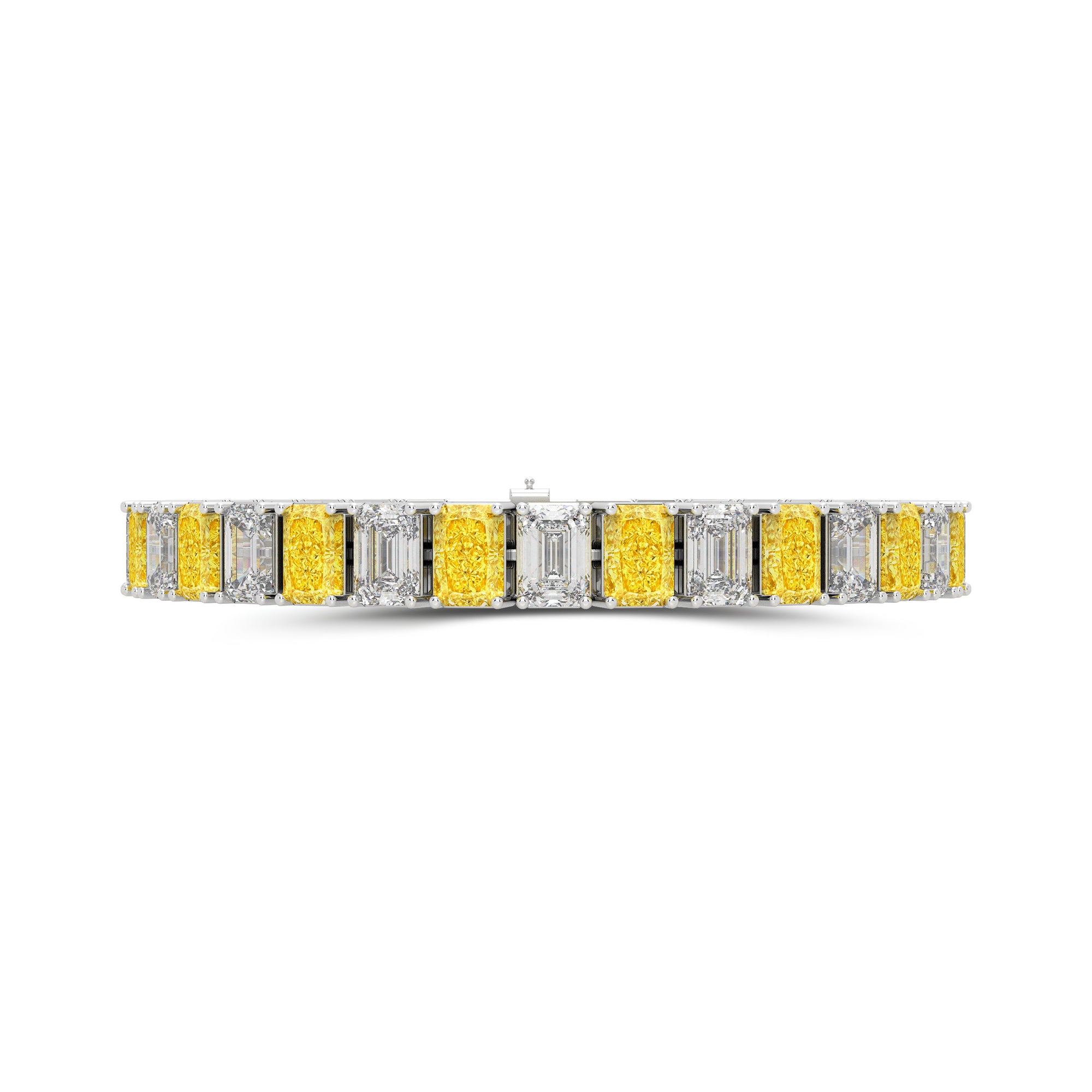 Yellow Diamond and Diamond Emerald Cut Bracelet