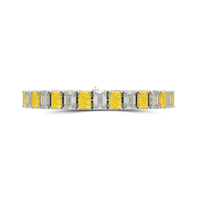 Bracelet en diamant jaune et diamant taille émeraude