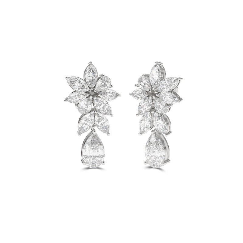 Boucles d'oreilles en diamant taille poire et marquise