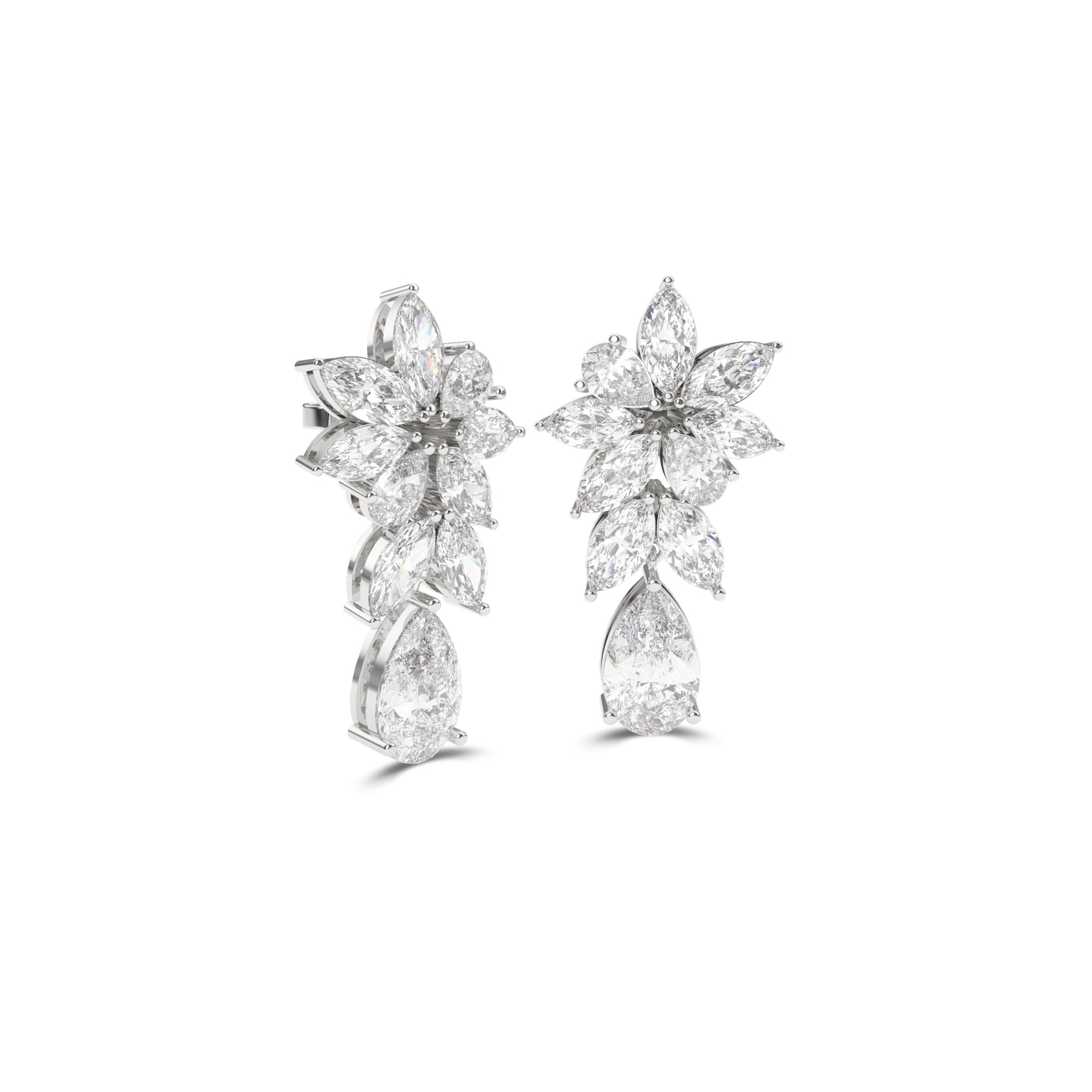 Boucles d'oreilles en diamant taille poire et marquise