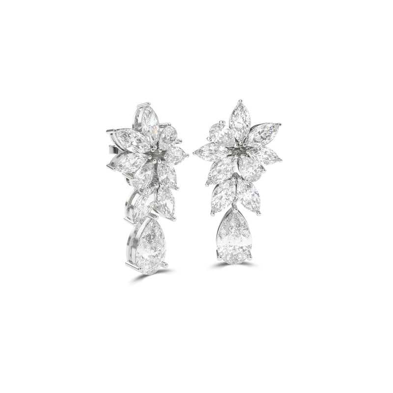 Boucles d'oreilles en diamant taille poire et marquise