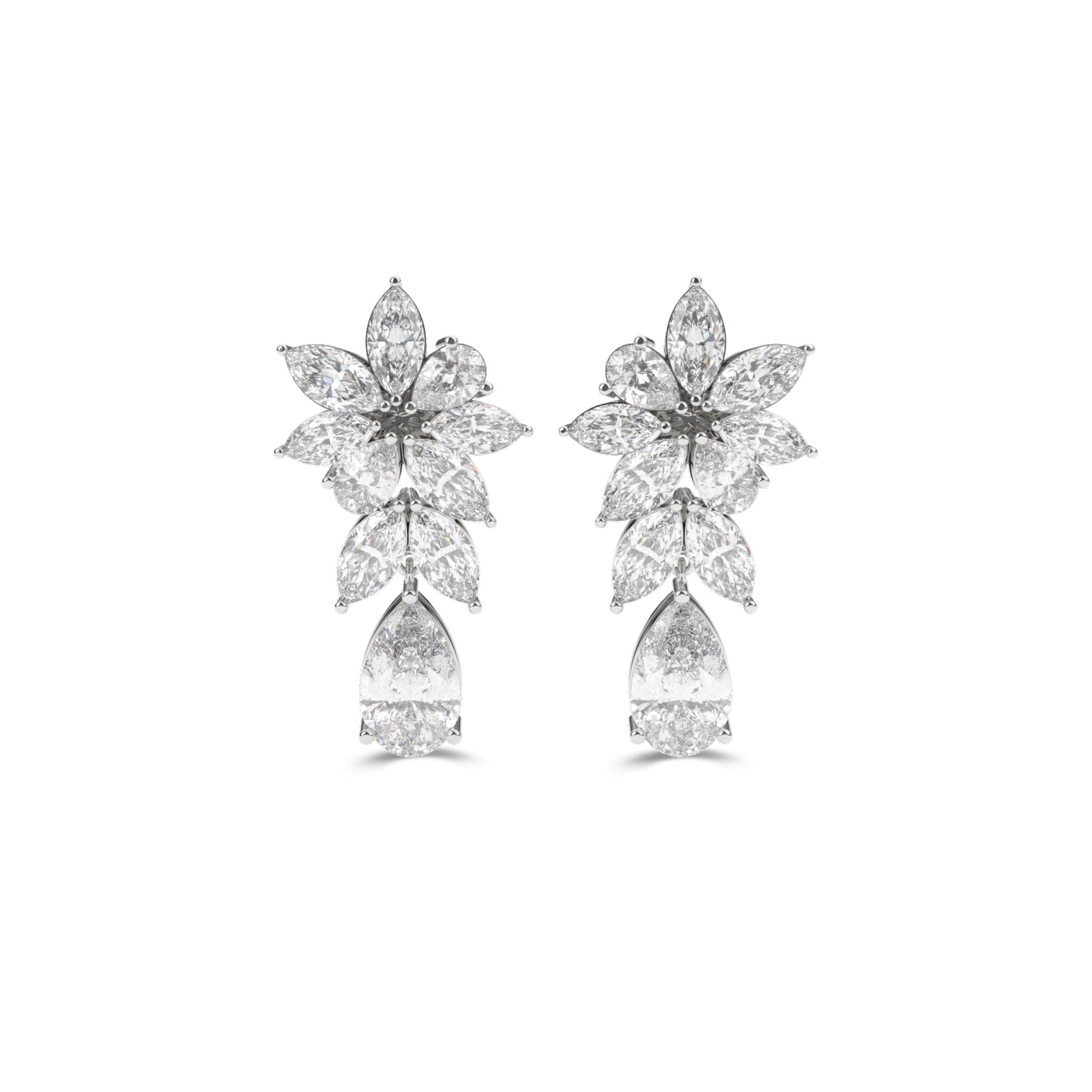 Boucles d'oreilles en diamant taille poire et marquise
