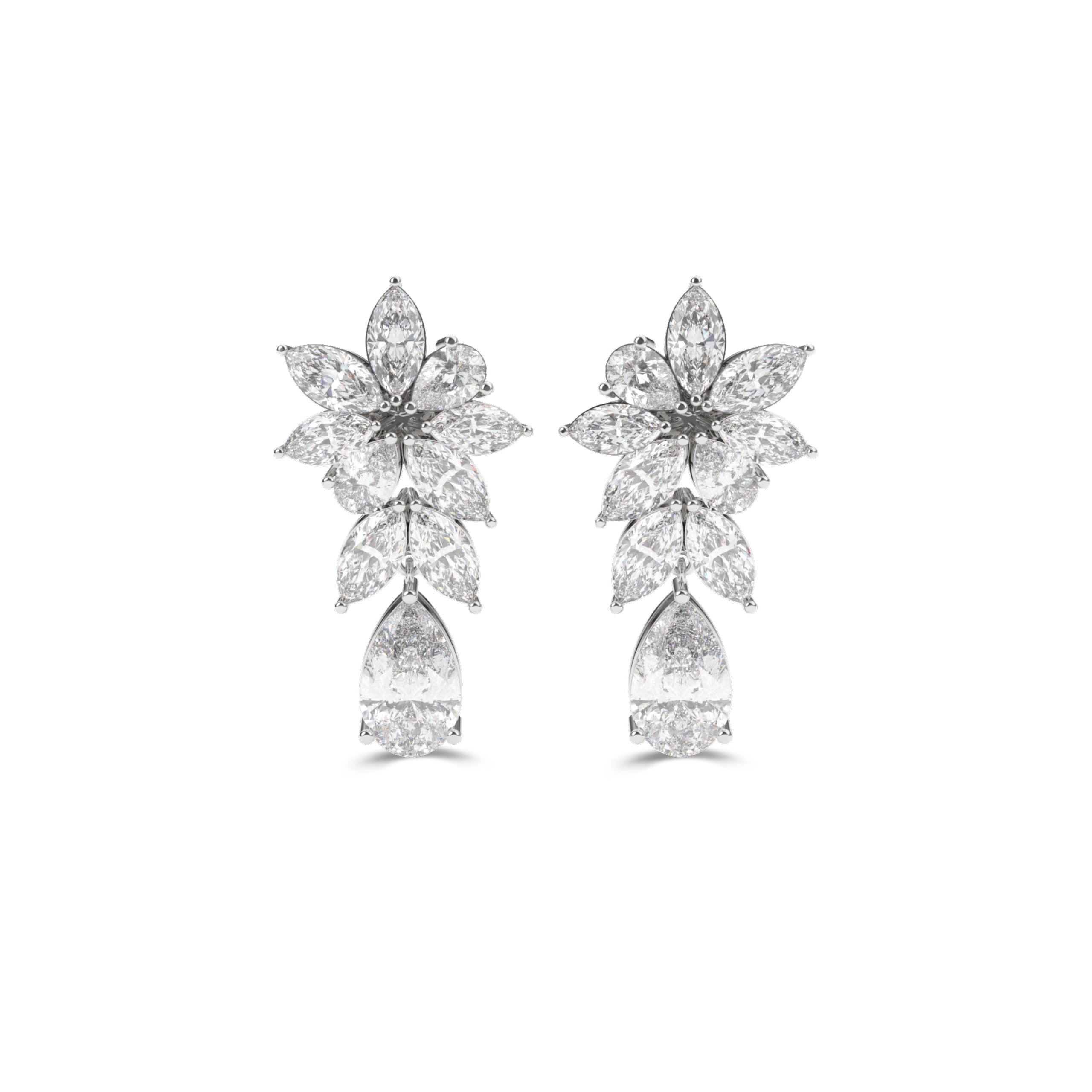 Boucles d'oreilles en diamant taille poire et marquise