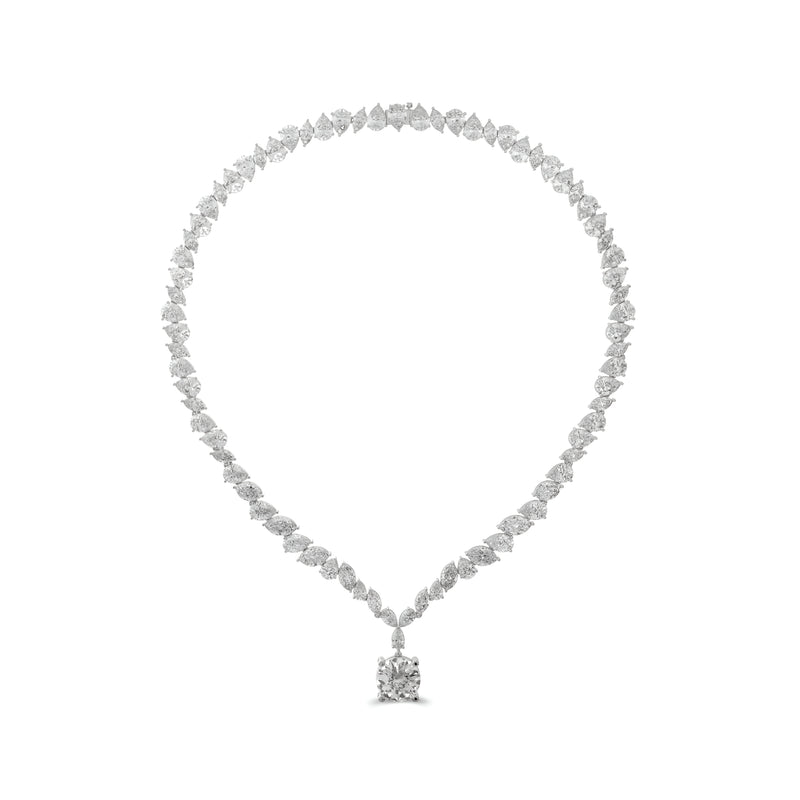 Marquise- und birnenförmige Riviere-Diamantkette im Rundschliff