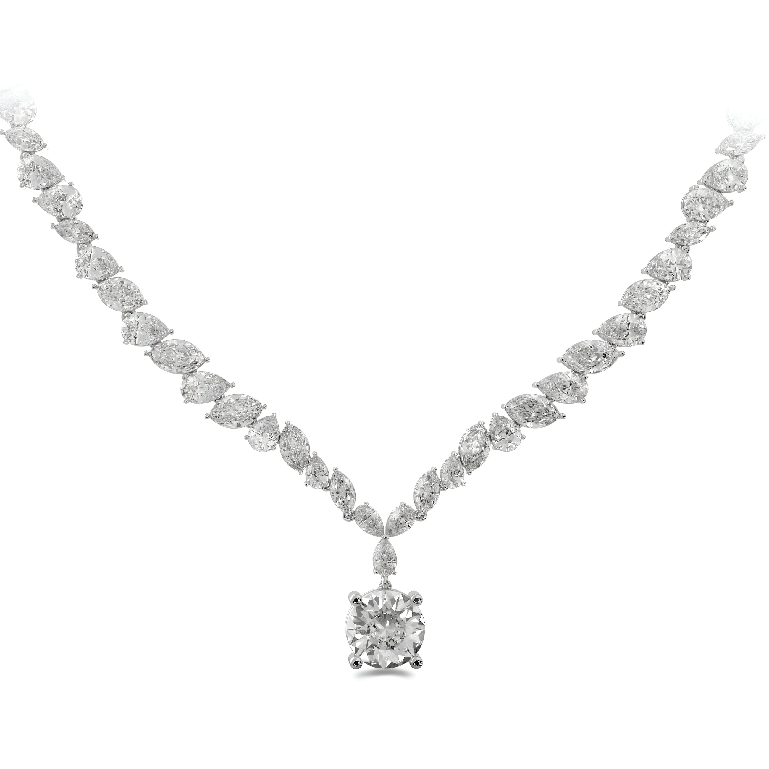 Collier en diamants taille ronde marquise et poire rivière