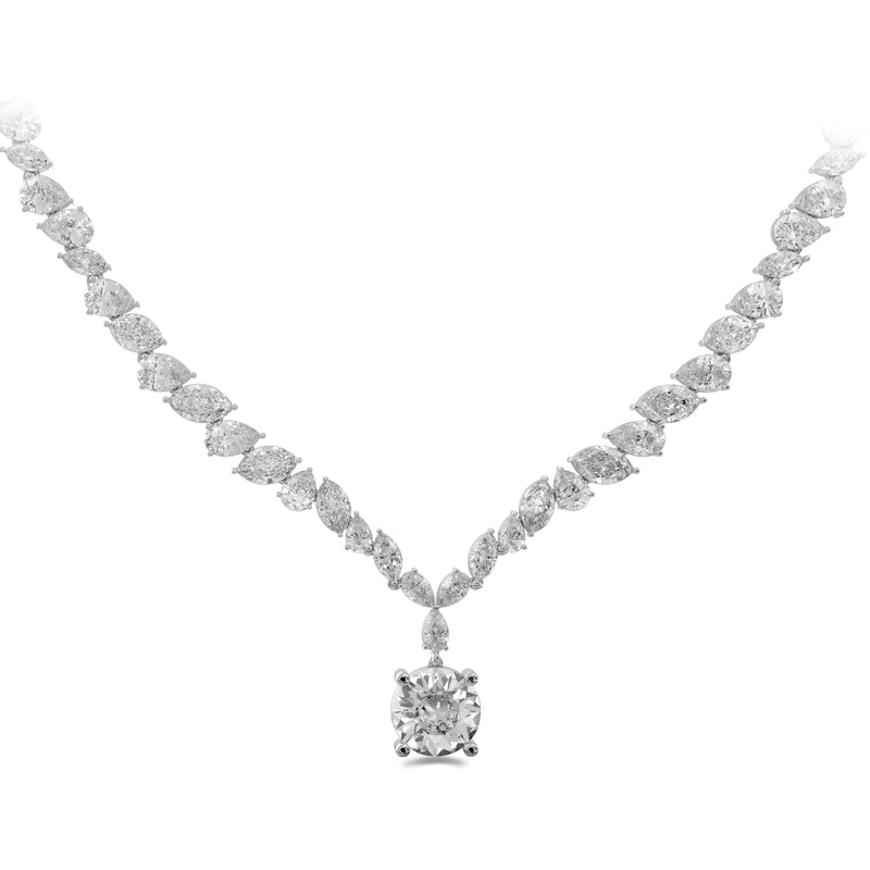 Marquise- und birnenförmige Riviere-Diamantkette im Rundschliff