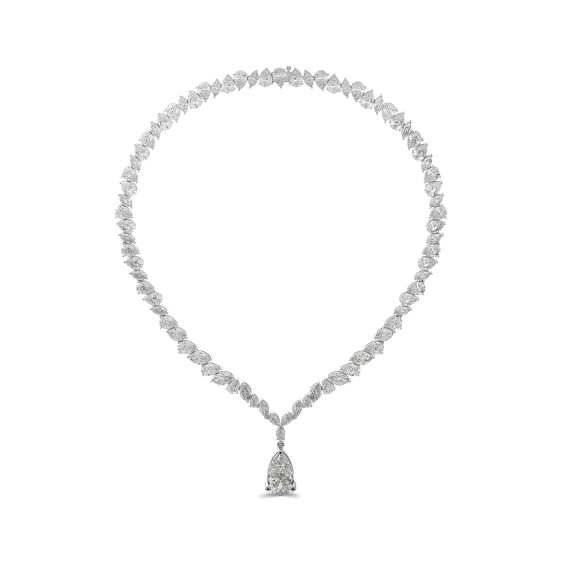 Marquise- und Pear-Riviere-Halskette mit weißen Diamanten im Tropfenschliff