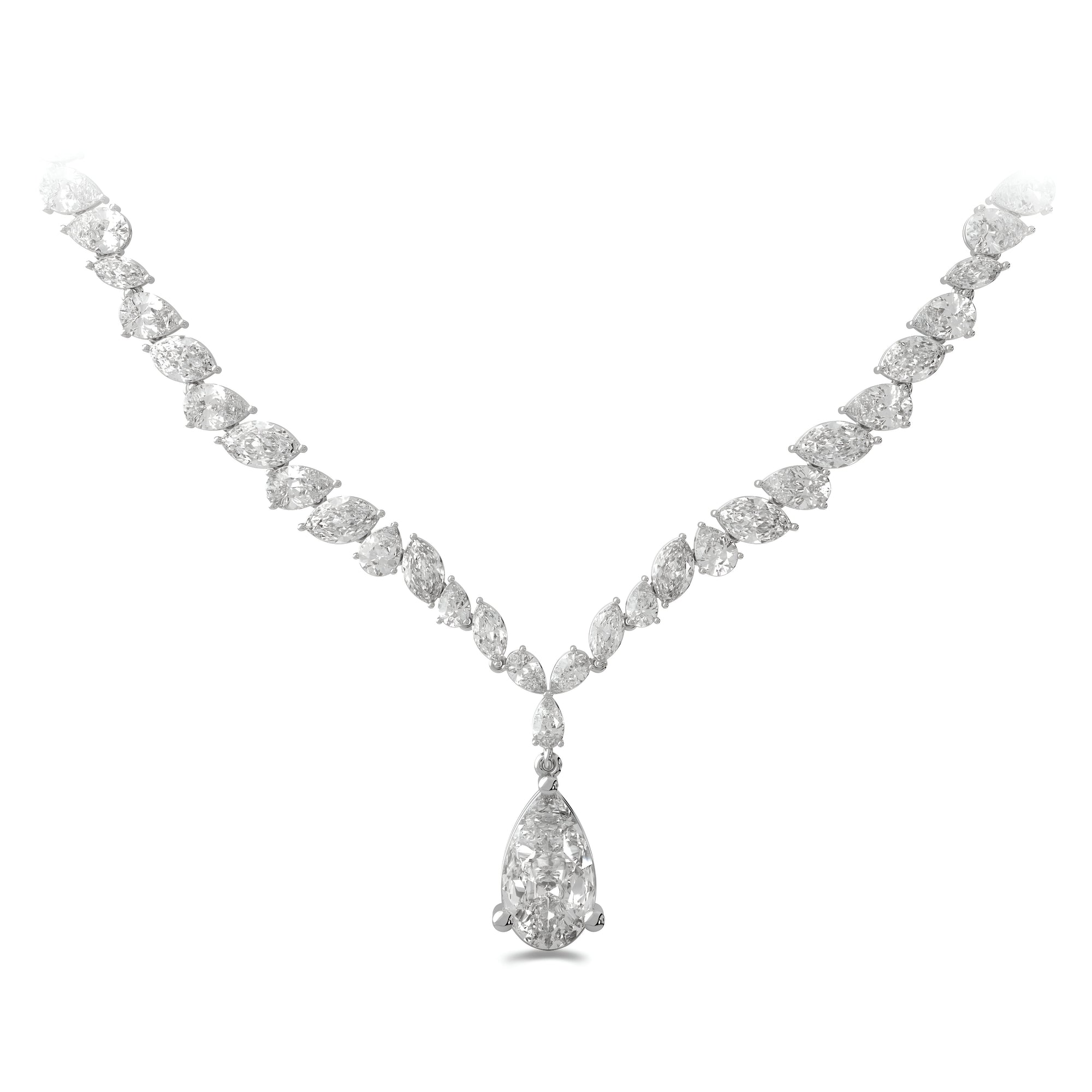 Collier en diamant blanc taille poire Marquise et Pear Rivière