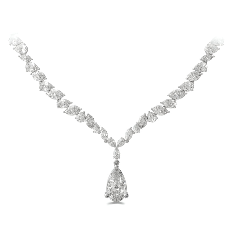 Marquise- und Pear-Riviere-Halskette mit weißen Diamanten im Tropfenschliff