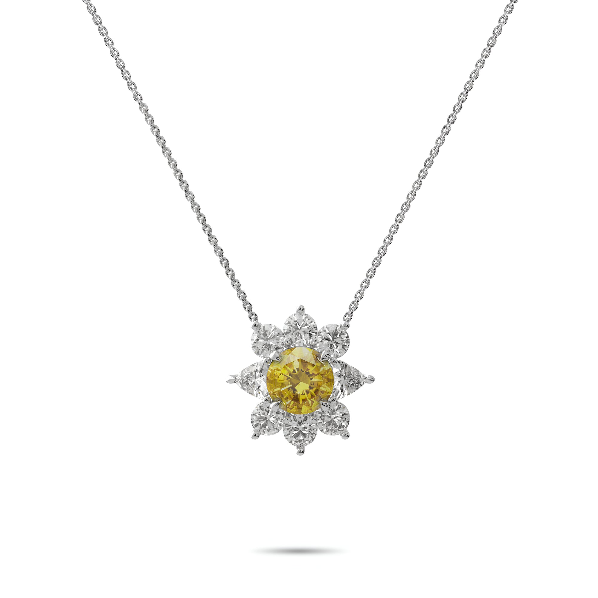 Pendentif Fancy Flower en diamant jaune et diamant