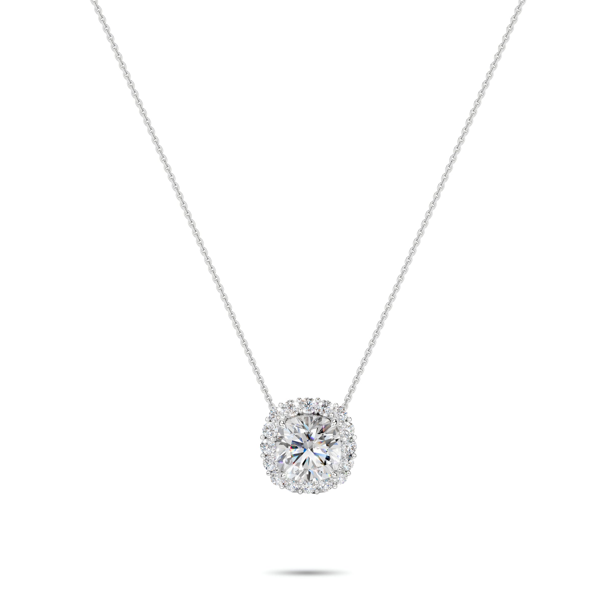Pendentif micropavé en diamant taille coussin