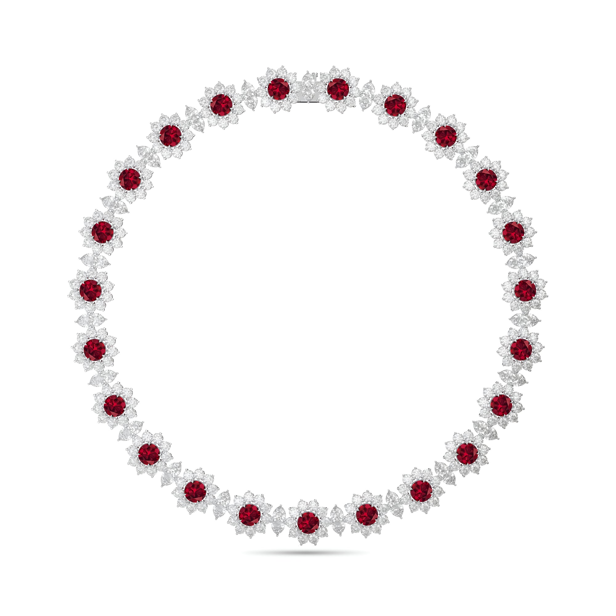 Collier fantaisie en rubis et diamants
