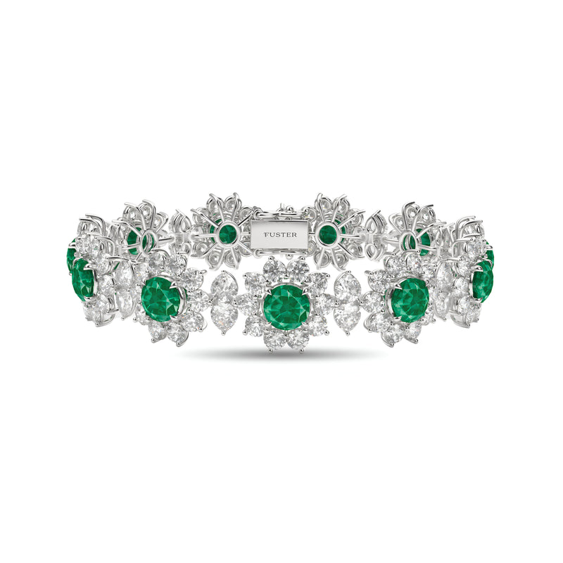 Bracelet fantaisie fleur émeraude et diamant