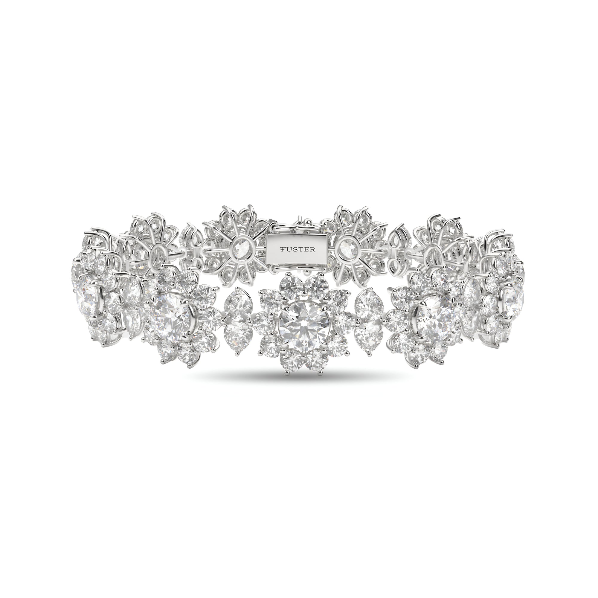 Bracelet fantaisie en diamants et fleurs