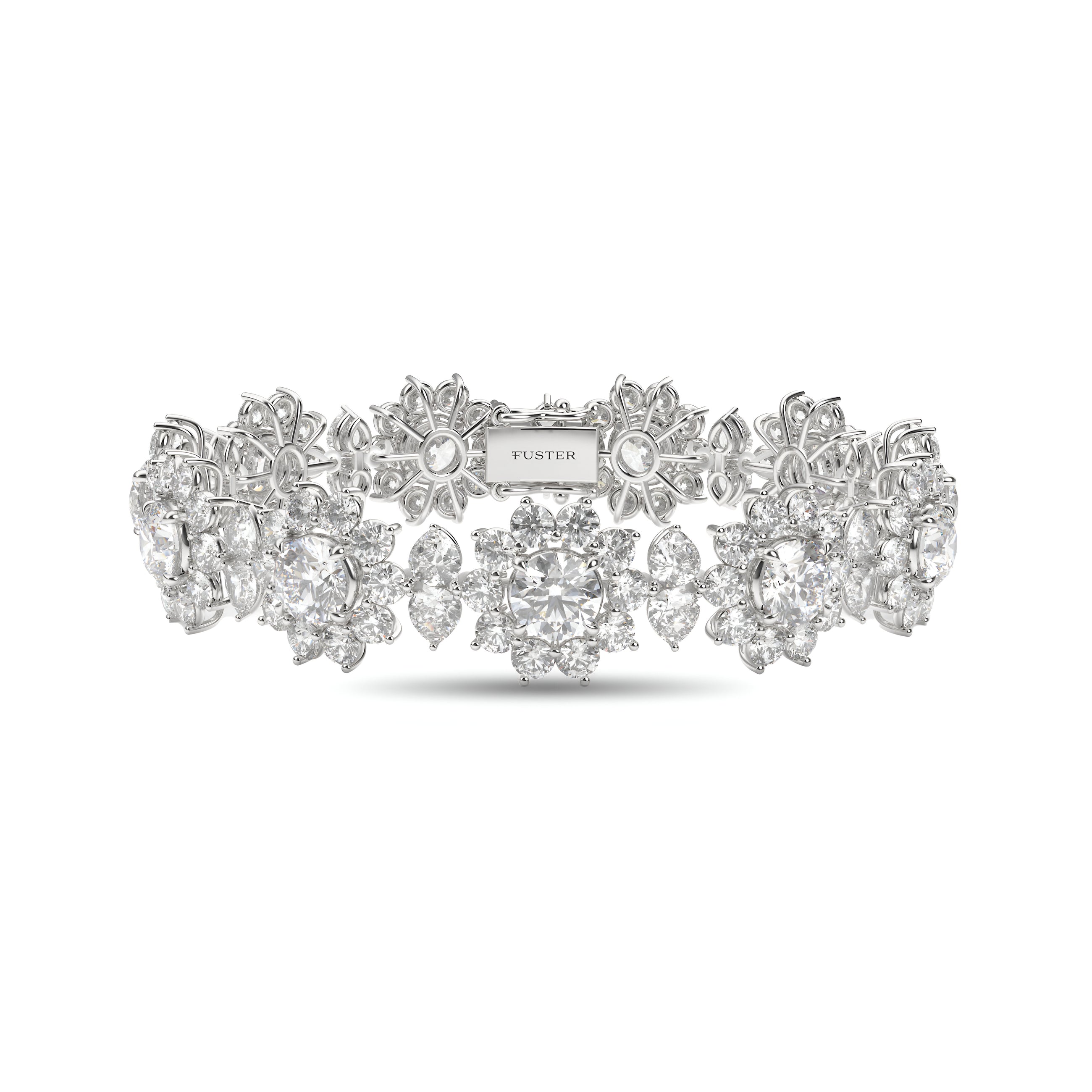 Bracelet fantaisie en diamants et fleurs