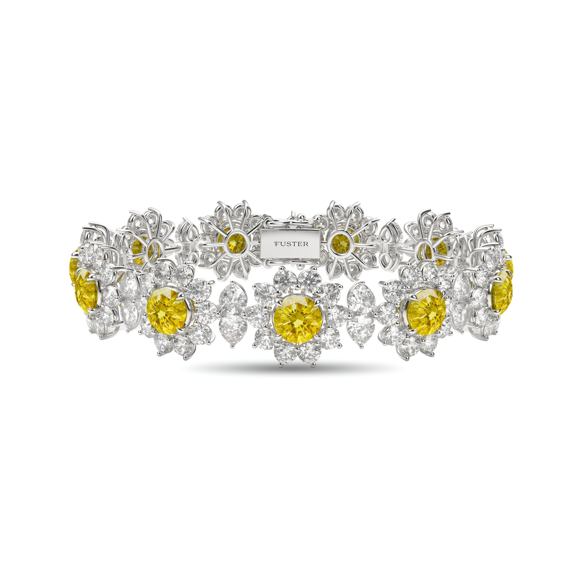 Bracelet fantaisie fleur diamant jaune et diamant