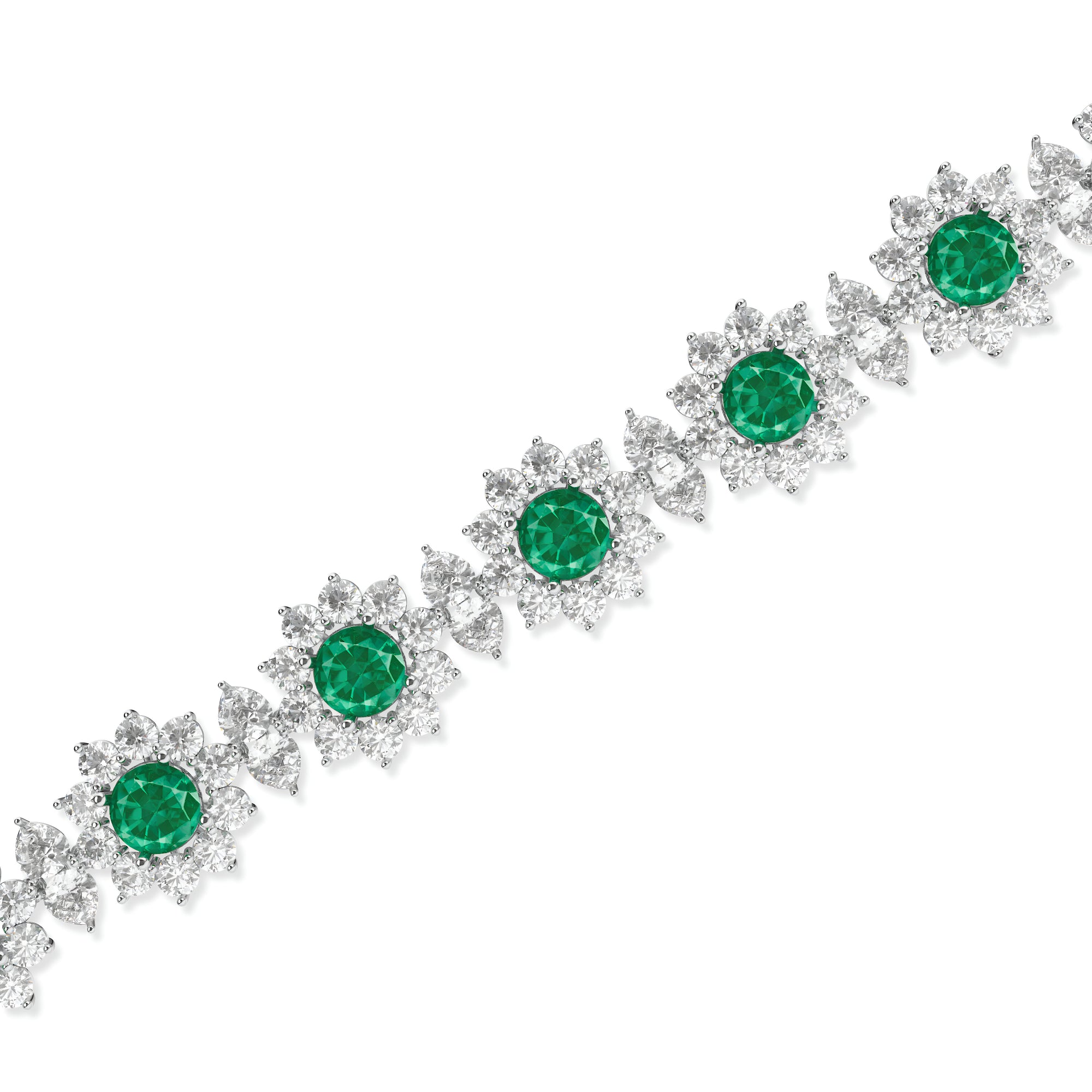 Bracelet fantaisie fleur émeraude et diamant
