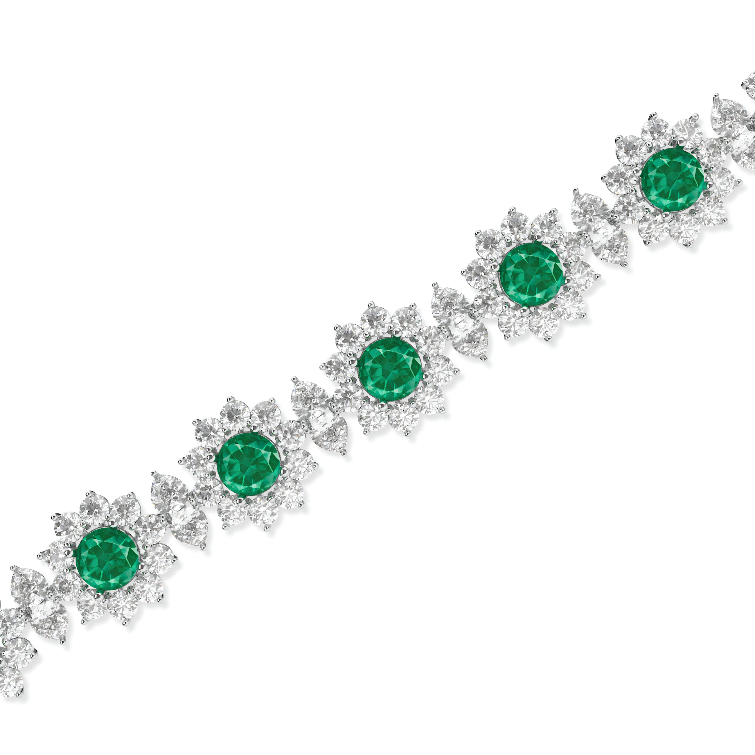 Bracelet fantaisie fleur émeraude et diamant