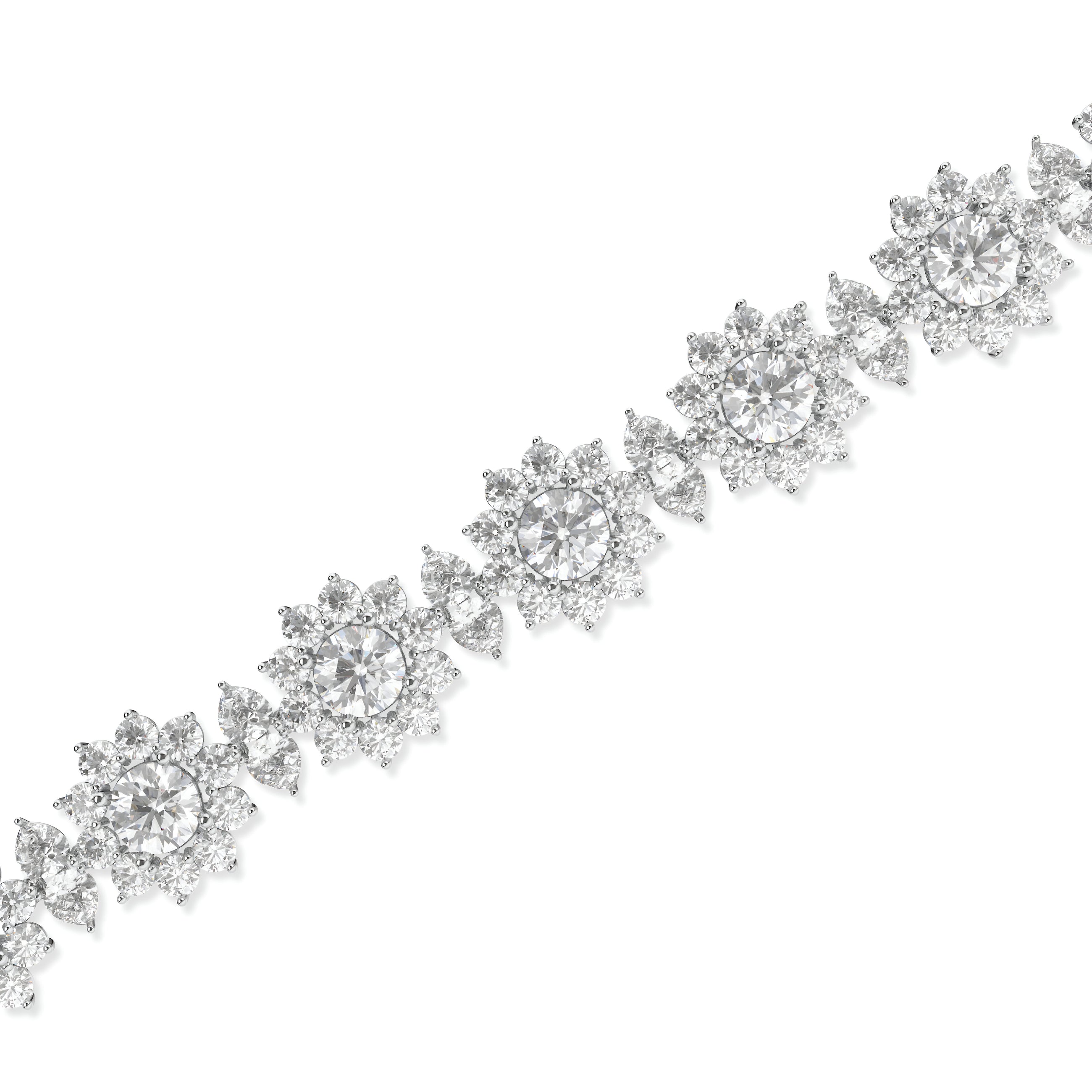Bracelet fantaisie en diamants et fleurs